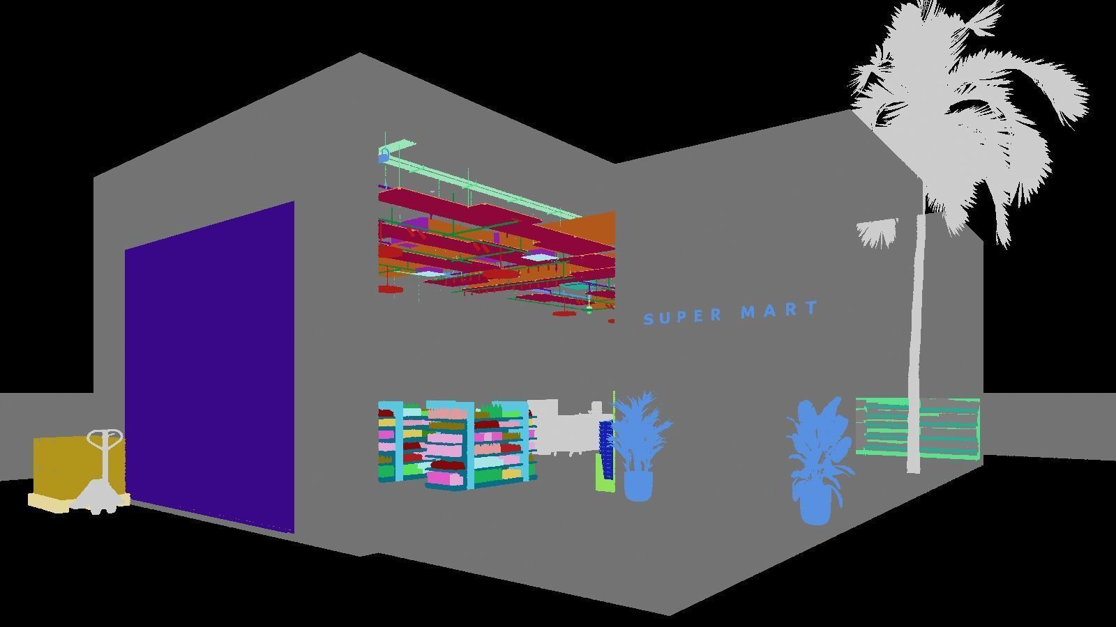 Realistic 3DModel  Modern Grocery Shop Detail Interior and Outer 3D model_6