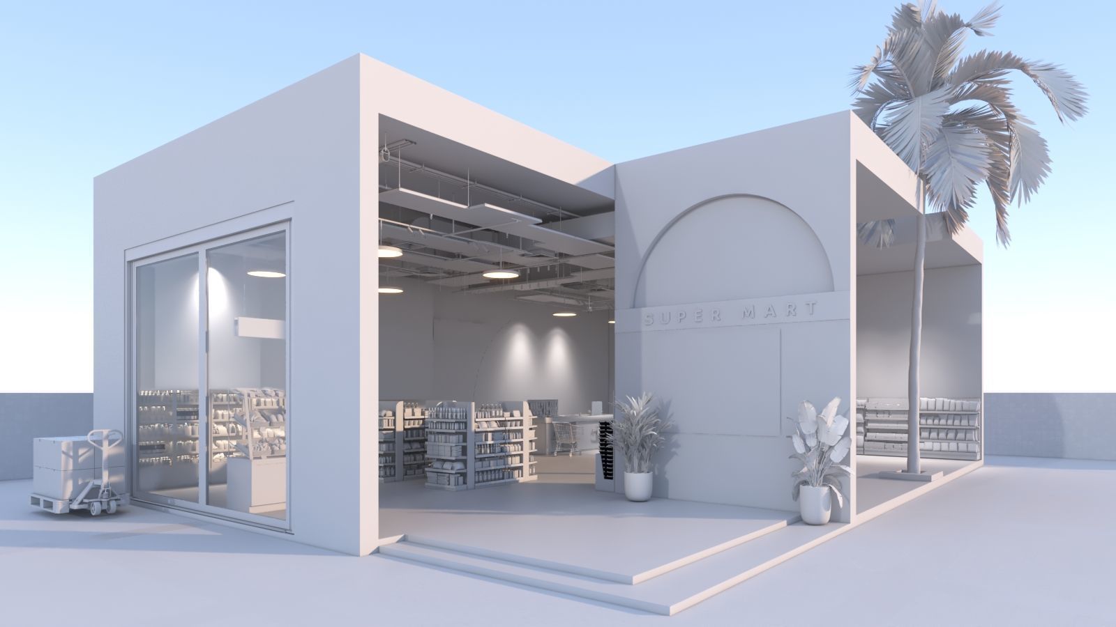 Realistic 3DModel  Modern Grocery Shop Detail Interior and Outer 3D model_2