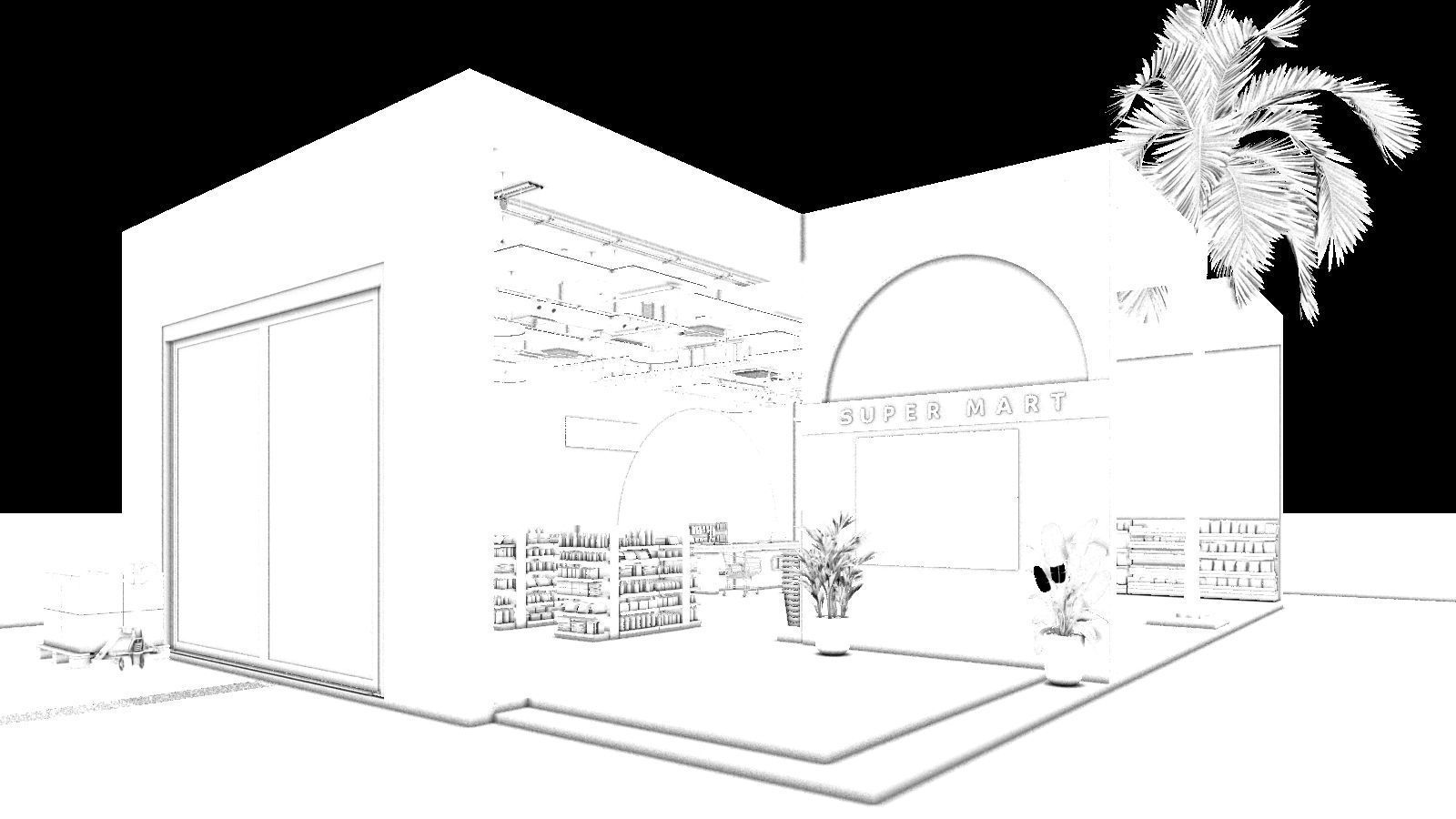 Realistic 3DModel  Modern Grocery Shop Detail Interior and Outer 3D model_4