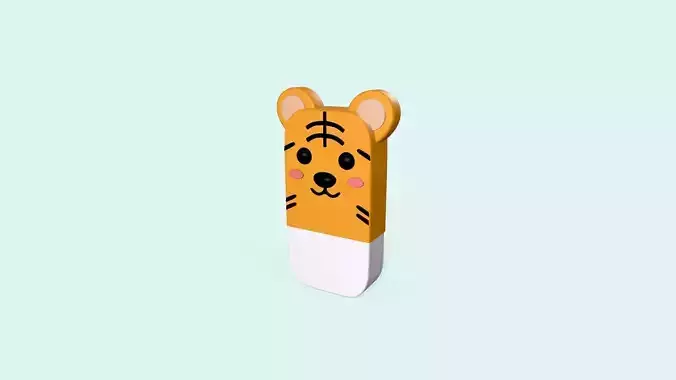Tiger Eraser Cute Low-poly 3D model