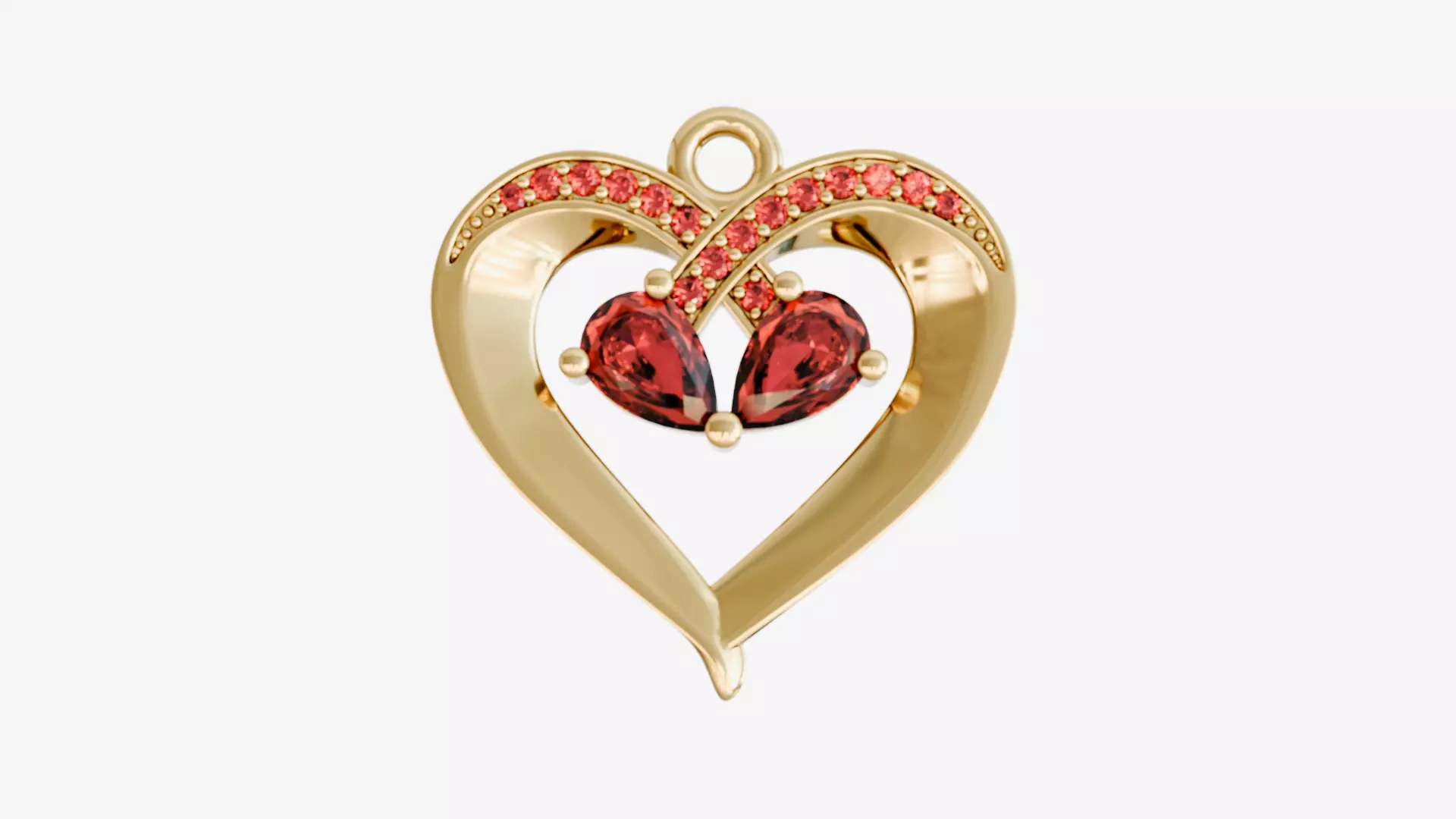 Pendant with heart-shaped stones 3D print model