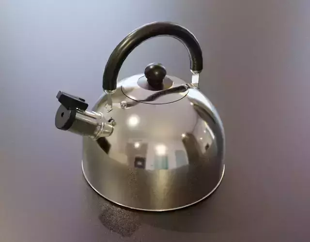Nickel kettle kitchenware Low-poly 3D model