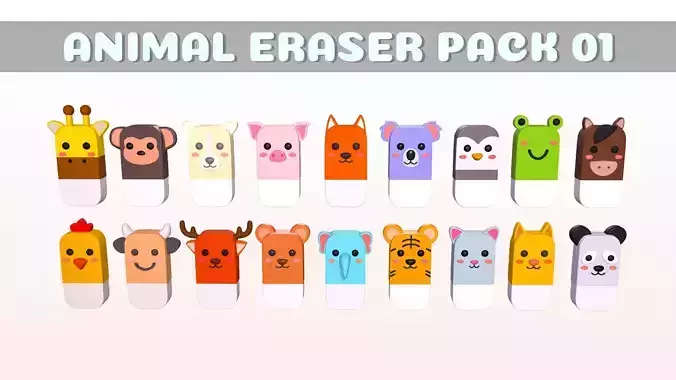Animal Eraser Cute Pack 01