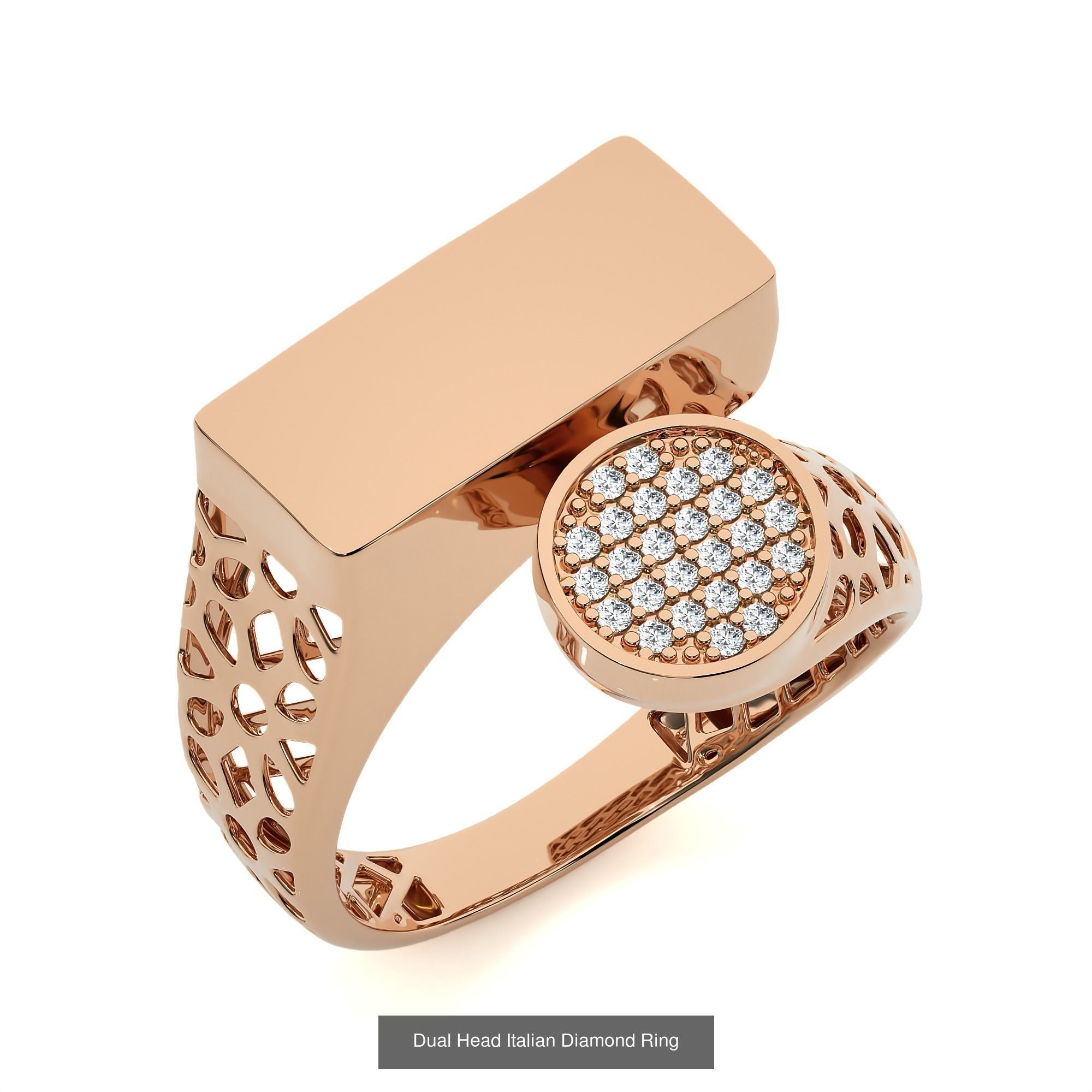 124 Dual Head Italian Diamond Cocktail Ring 3D Model Collection_33