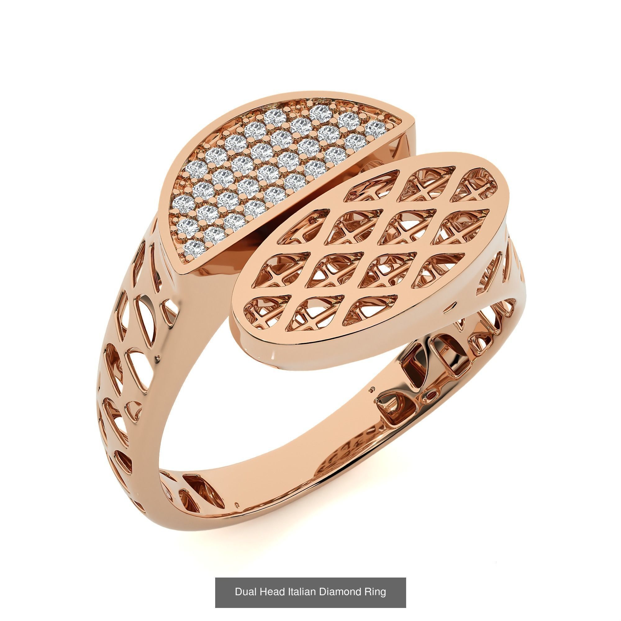 124 Dual Head Italian Diamond Cocktail Ring 3D Model Collection_22