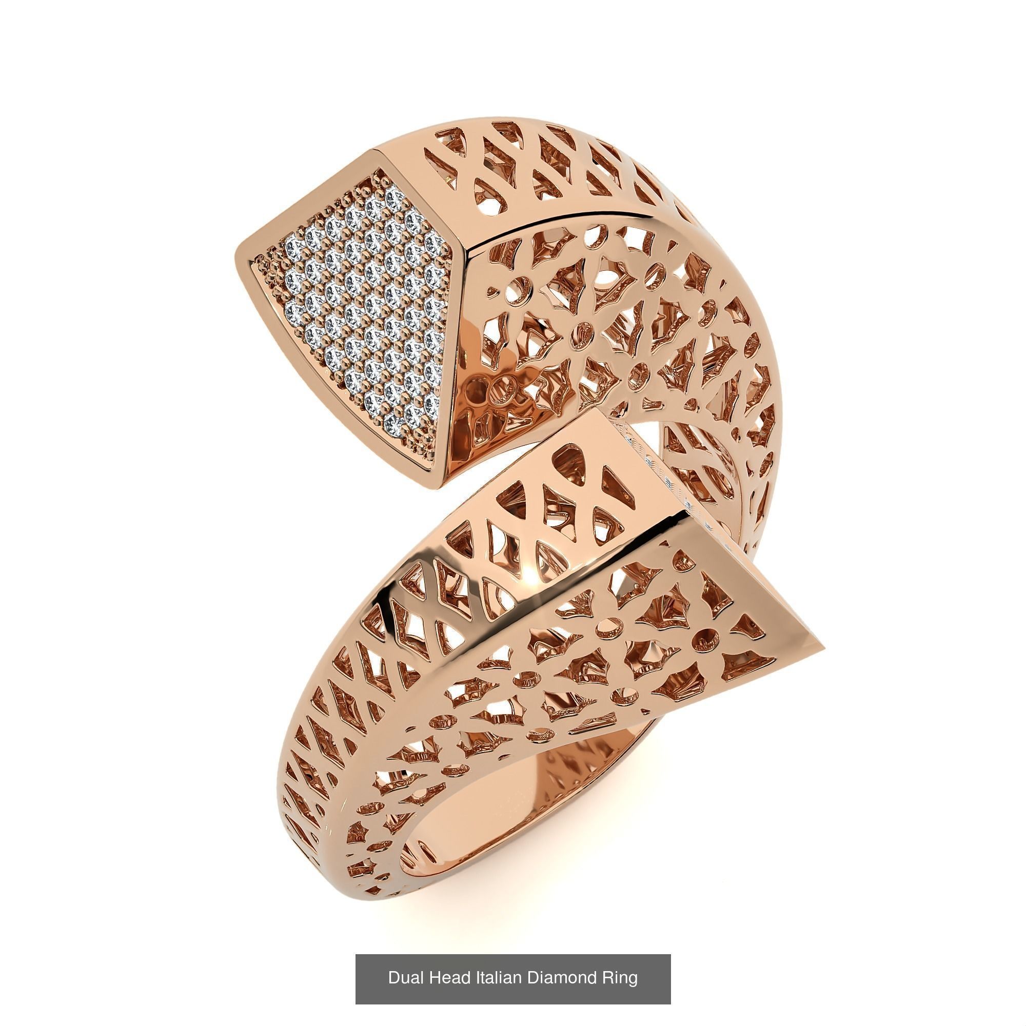 124 Dual Head Italian Diamond Cocktail Ring 3D Model Collection_105