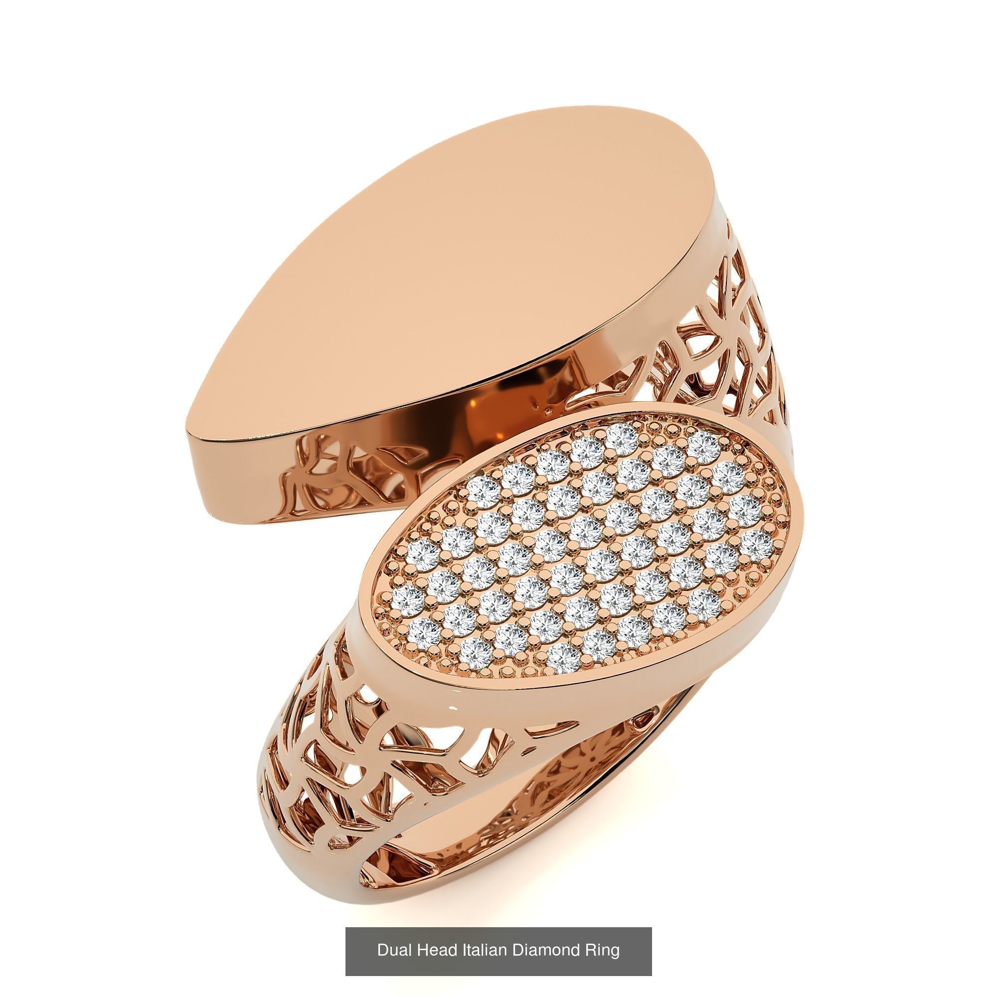 124 Dual Head Italian Diamond Cocktail Ring 3D Model Collection_51