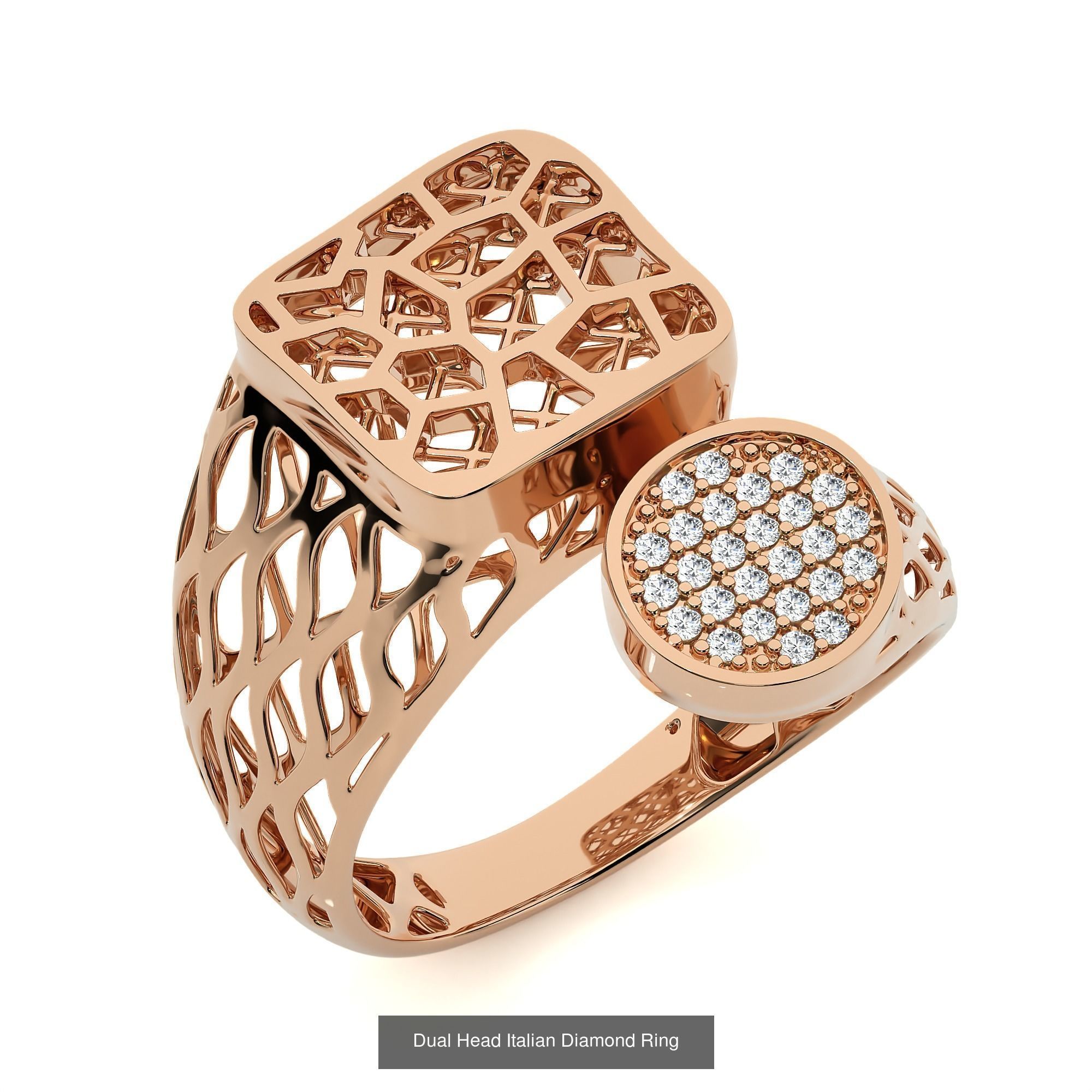 124 Dual Head Italian Diamond Cocktail Ring 3D Model Collection_4