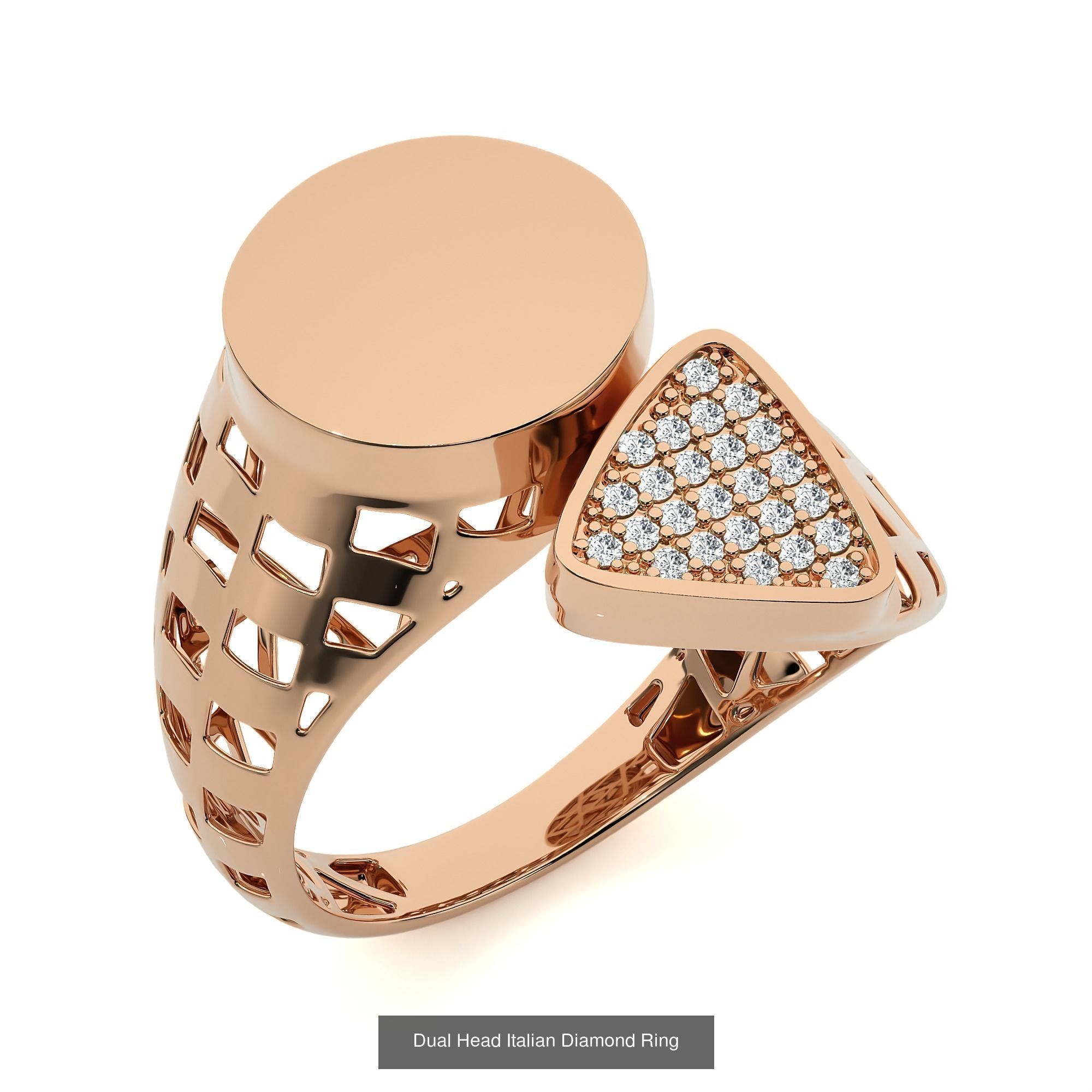 124 Dual Head Italian Diamond Cocktail Ring 3D Model Collection_16