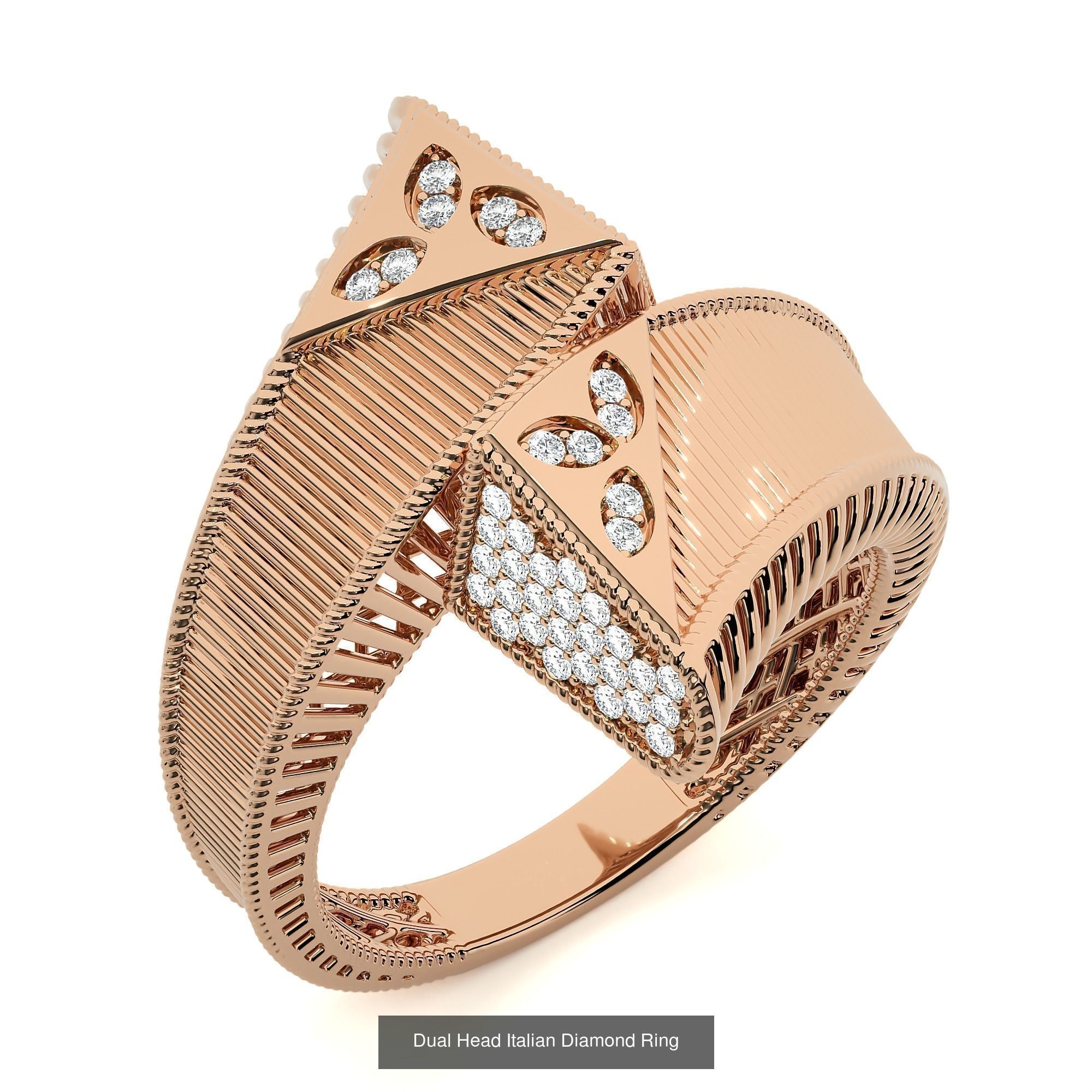 124 Dual Head Italian Diamond Cocktail Ring 3D Model Collection_99