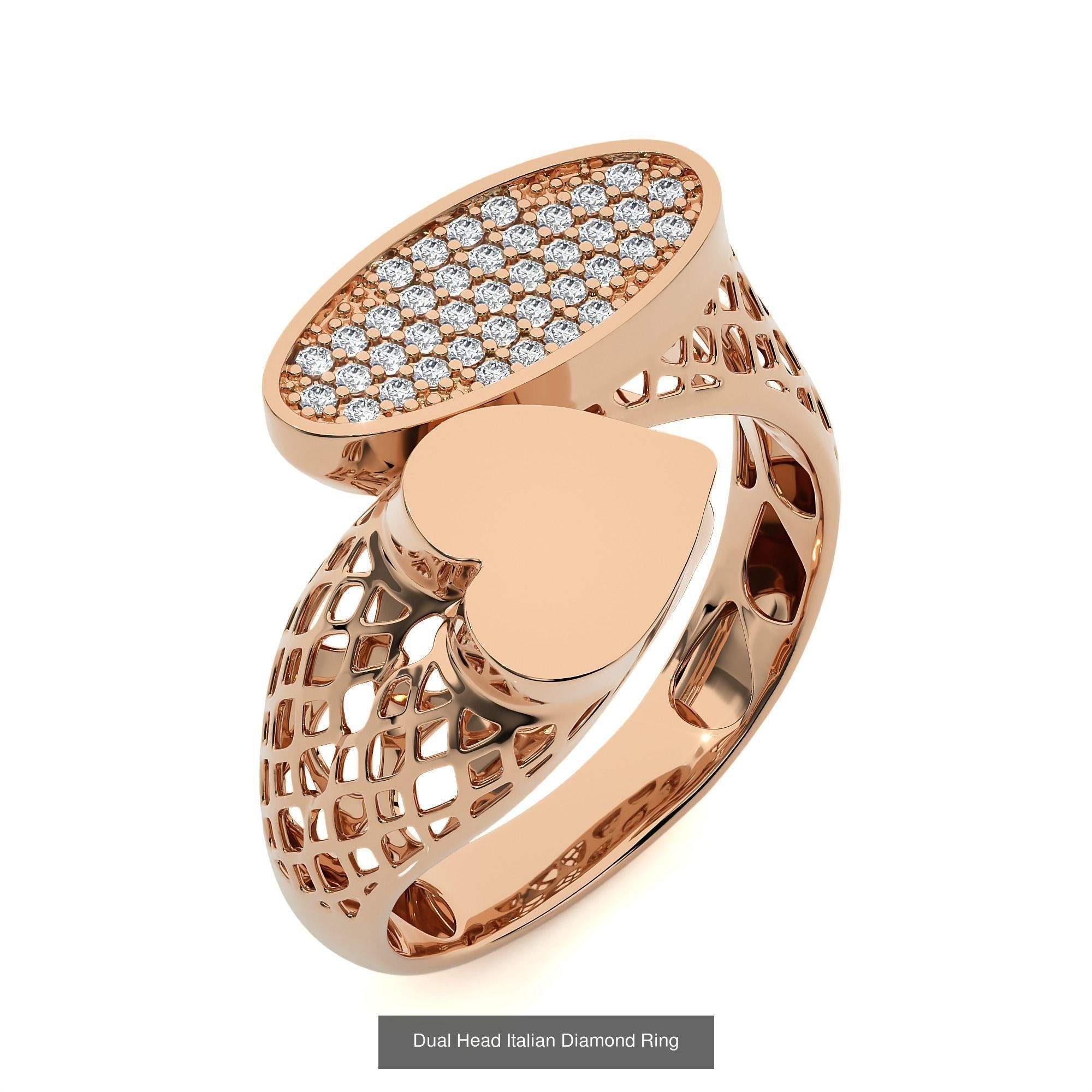 124 Dual Head Italian Diamond Cocktail Ring 3D Model Collection_14