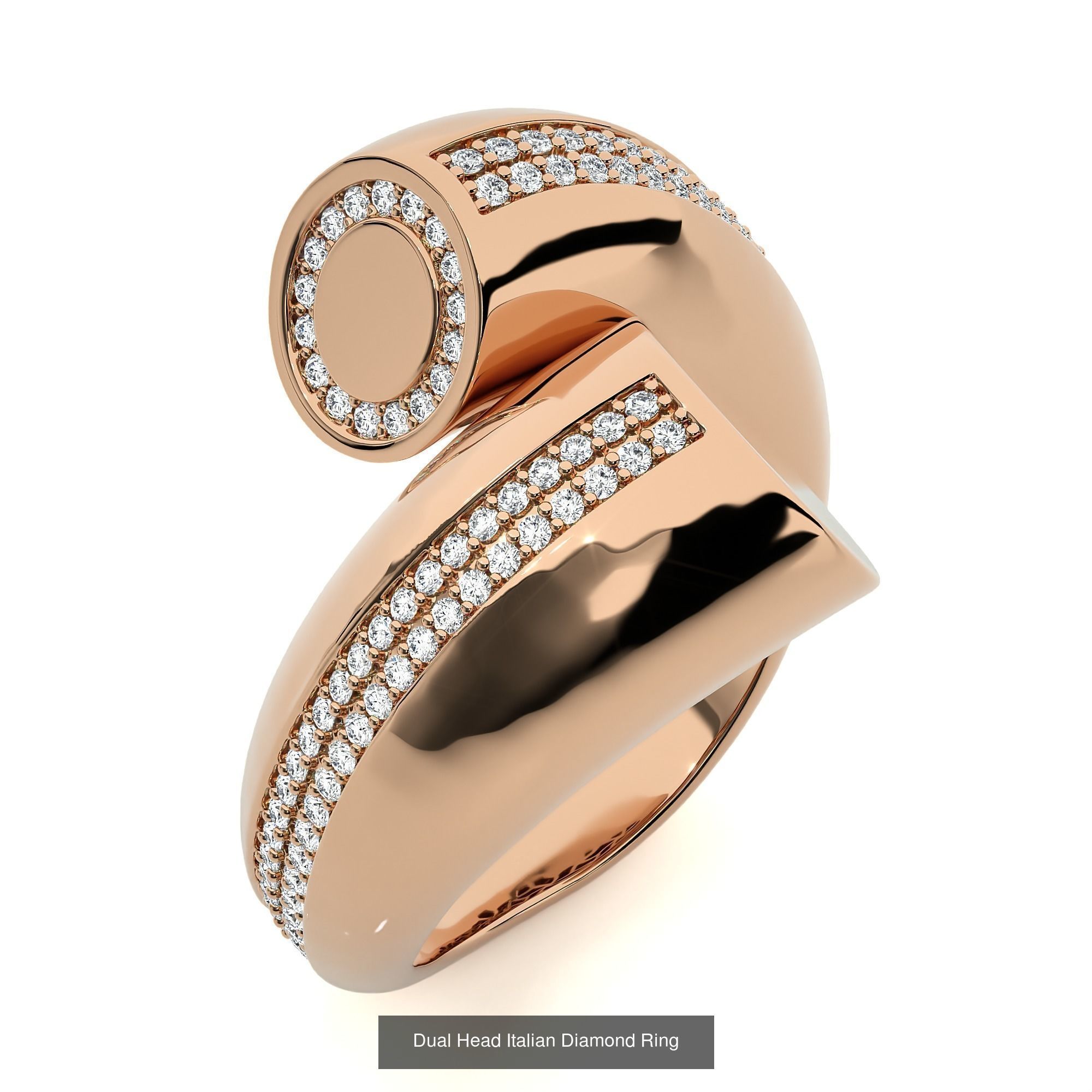 124 Dual Head Italian Diamond Cocktail Ring 3D Model Collection_104
