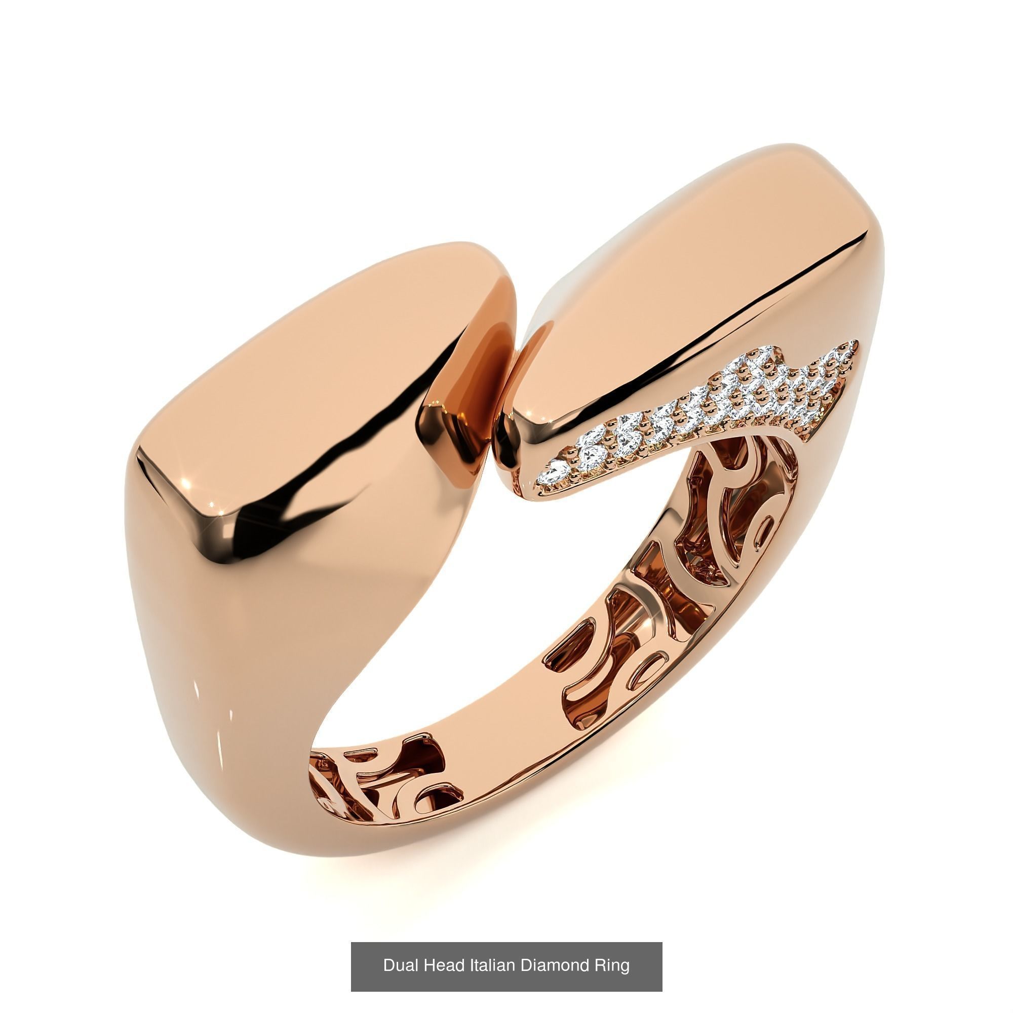 124 Dual Head Italian Diamond Cocktail Ring 3D Model Collection_118