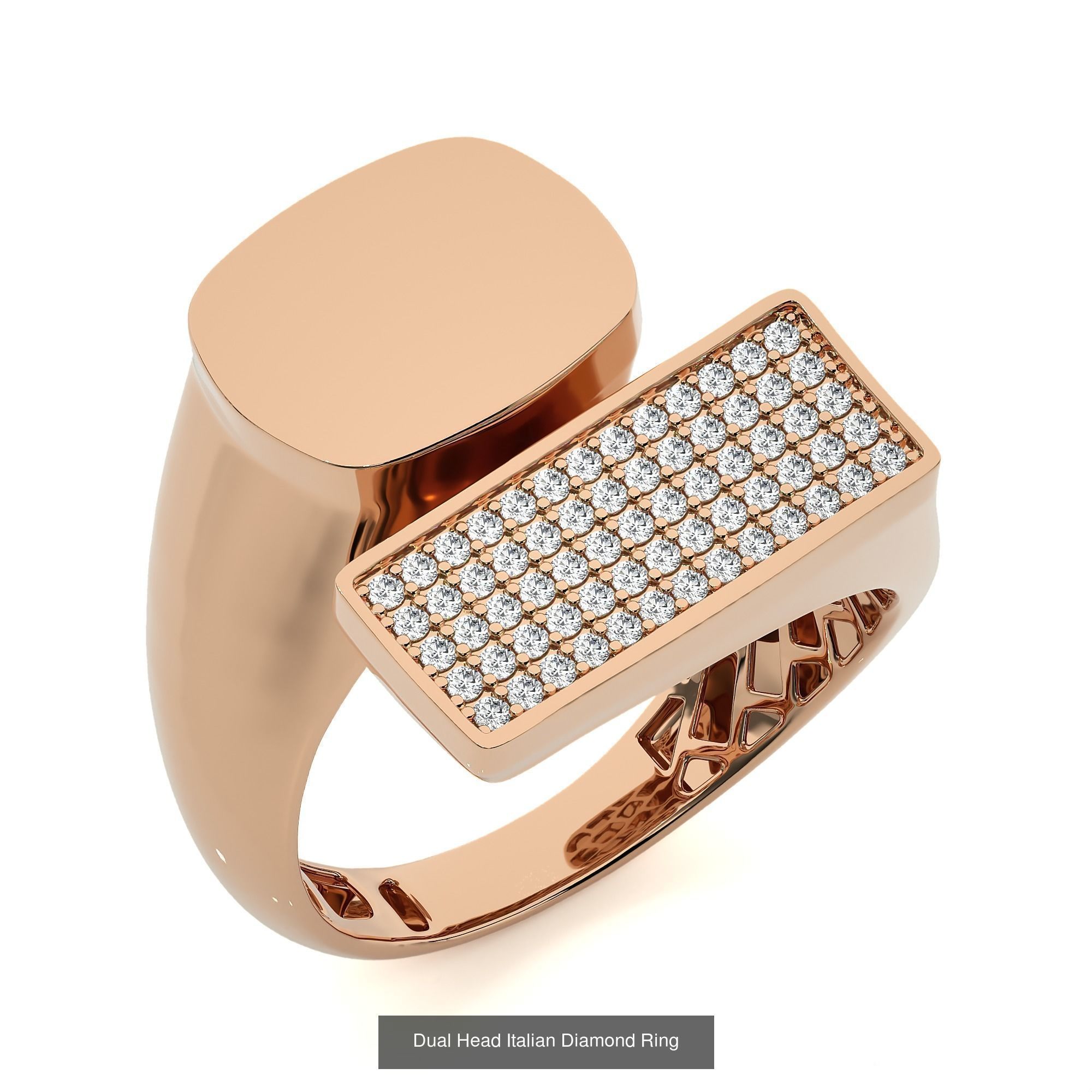 124 Dual Head Italian Diamond Cocktail Ring 3D Model Collection_77