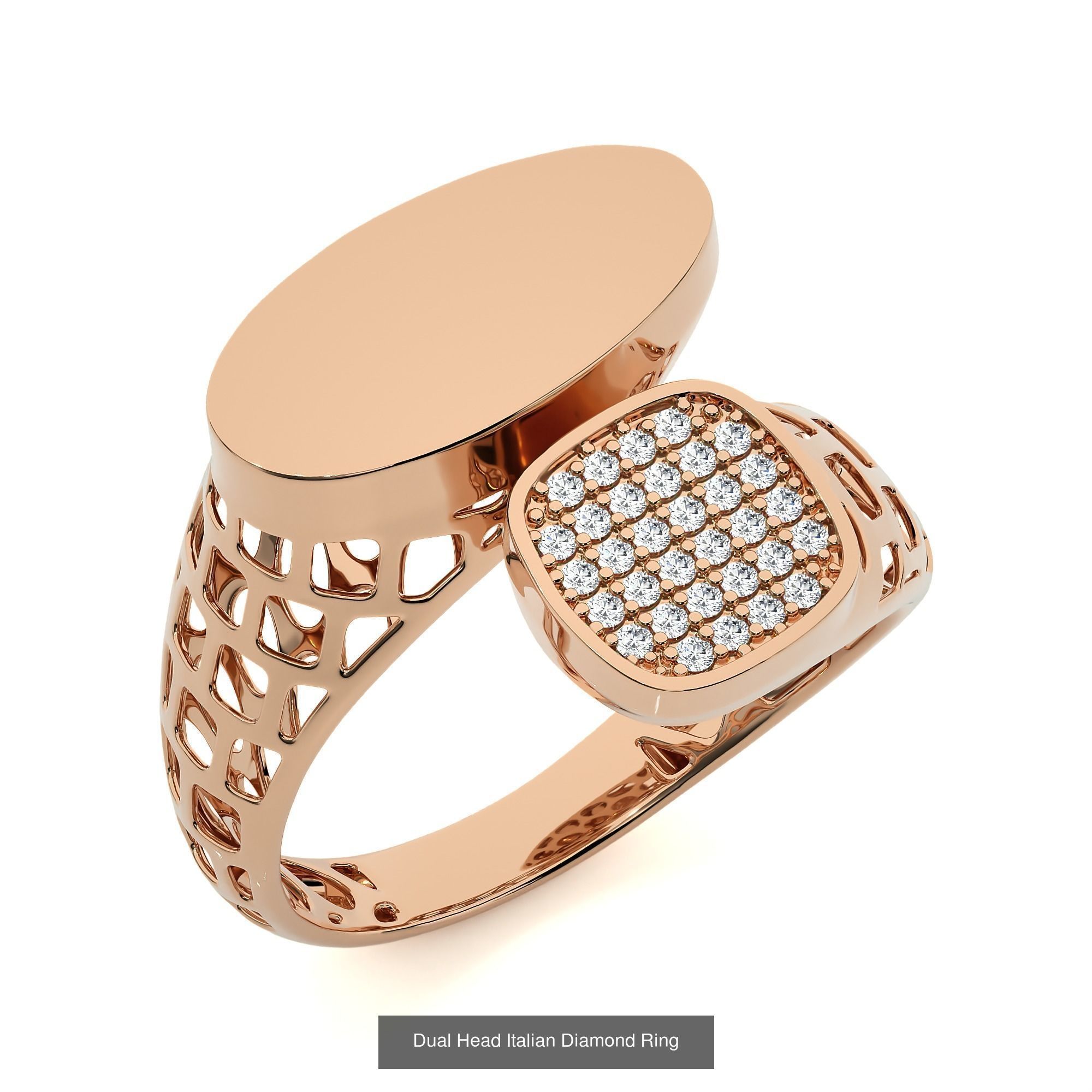 124 Dual Head Italian Diamond Cocktail Ring 3D Model Collection_34