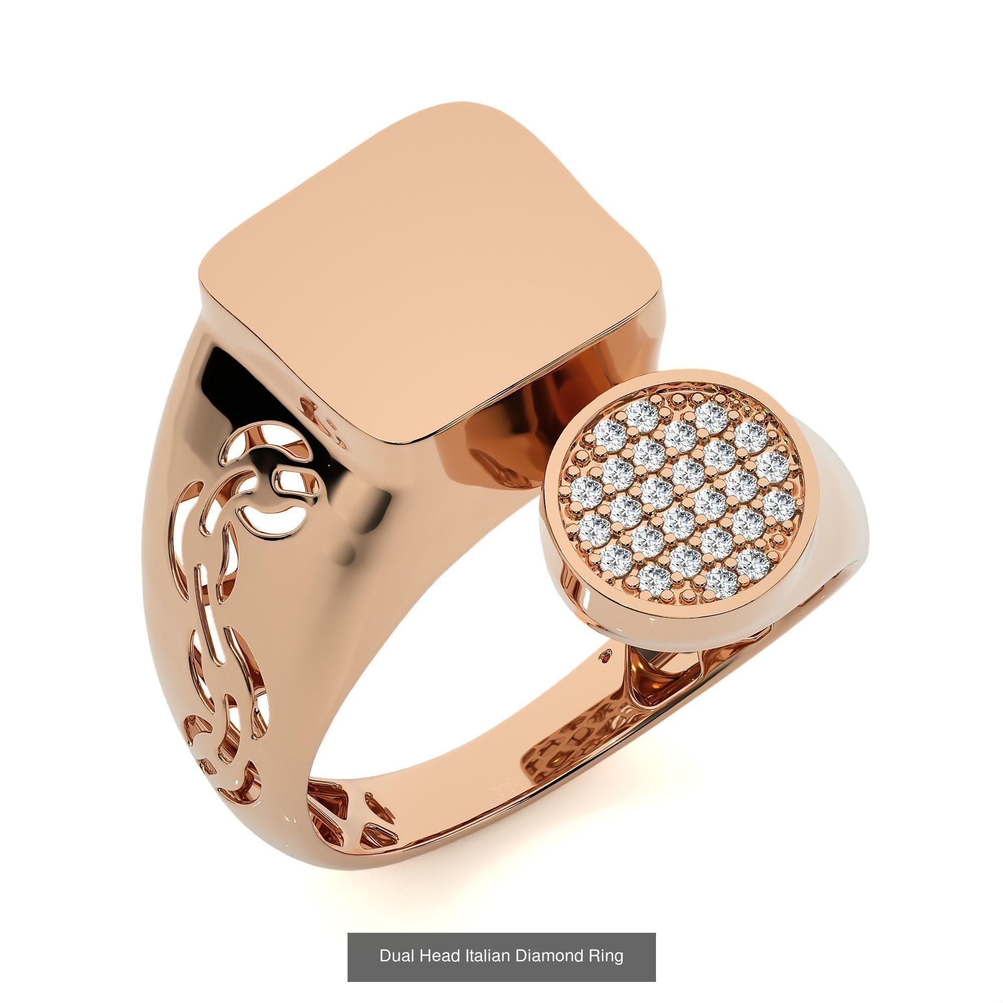 124 Dual Head Italian Diamond Cocktail Ring 3D Model Collection_81