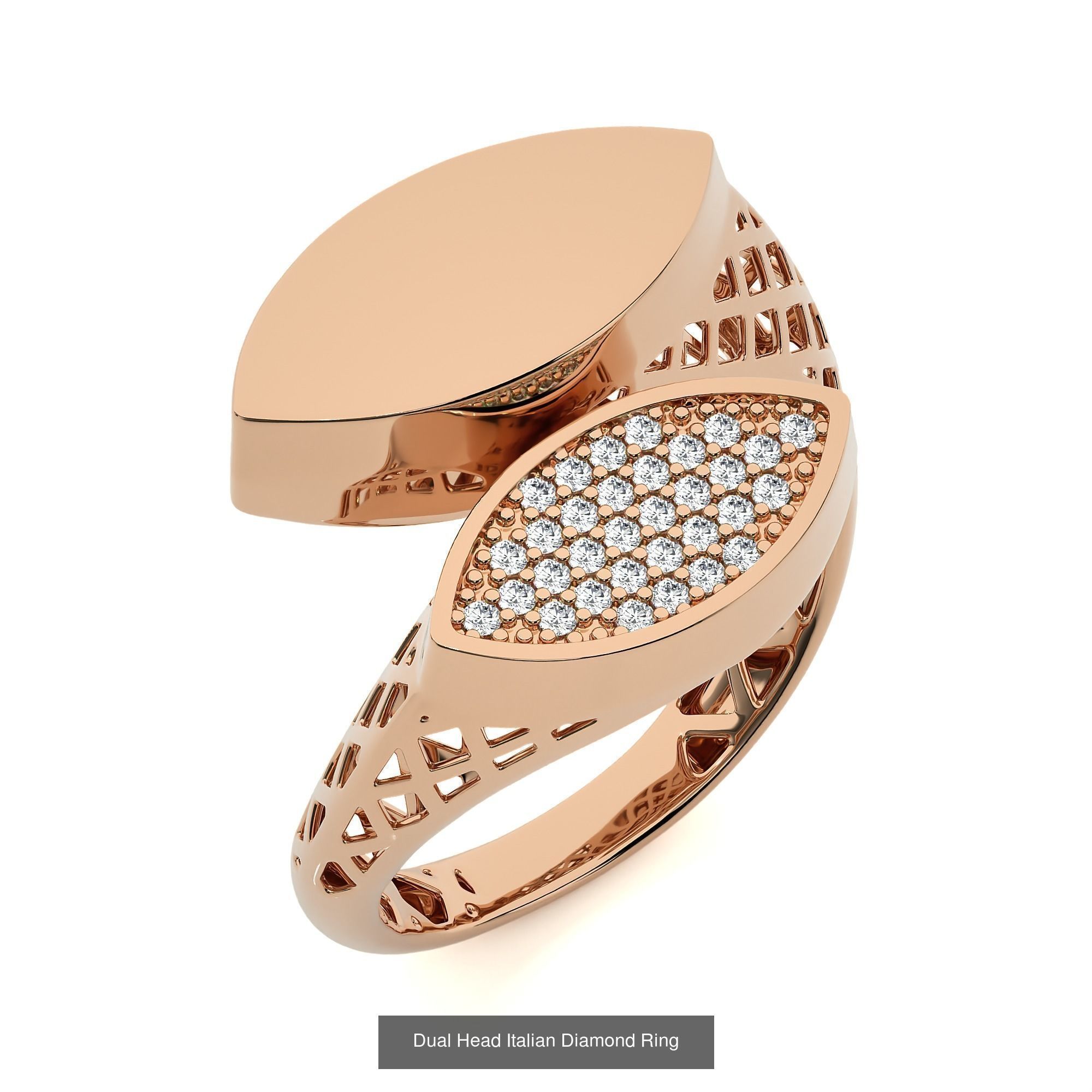 124 Dual Head Italian Diamond Cocktail Ring 3D Model Collection_38