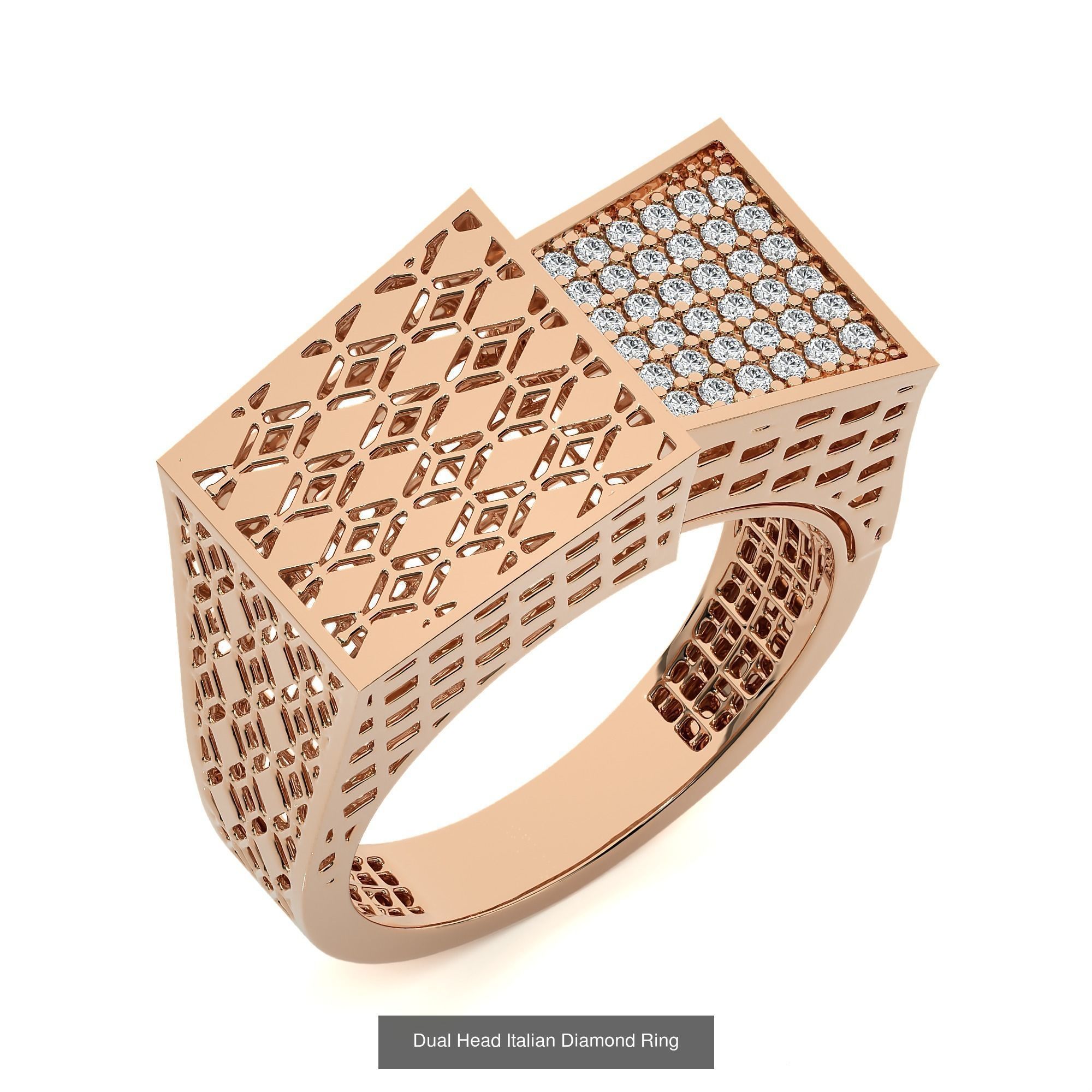 124 Dual Head Italian Diamond Cocktail Ring 3D Model Collection_87