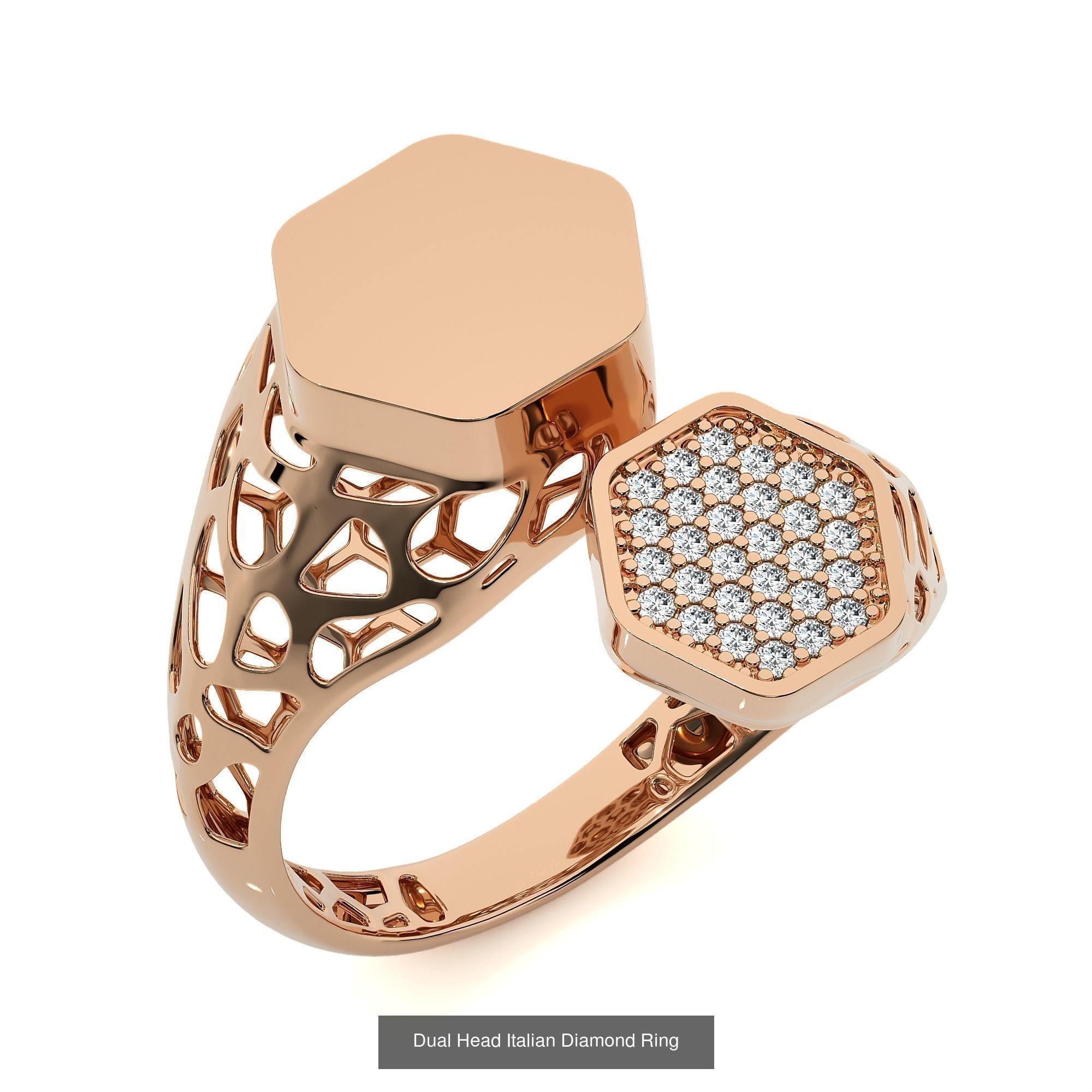 124 Dual Head Italian Diamond Cocktail Ring 3D Model Collection_48