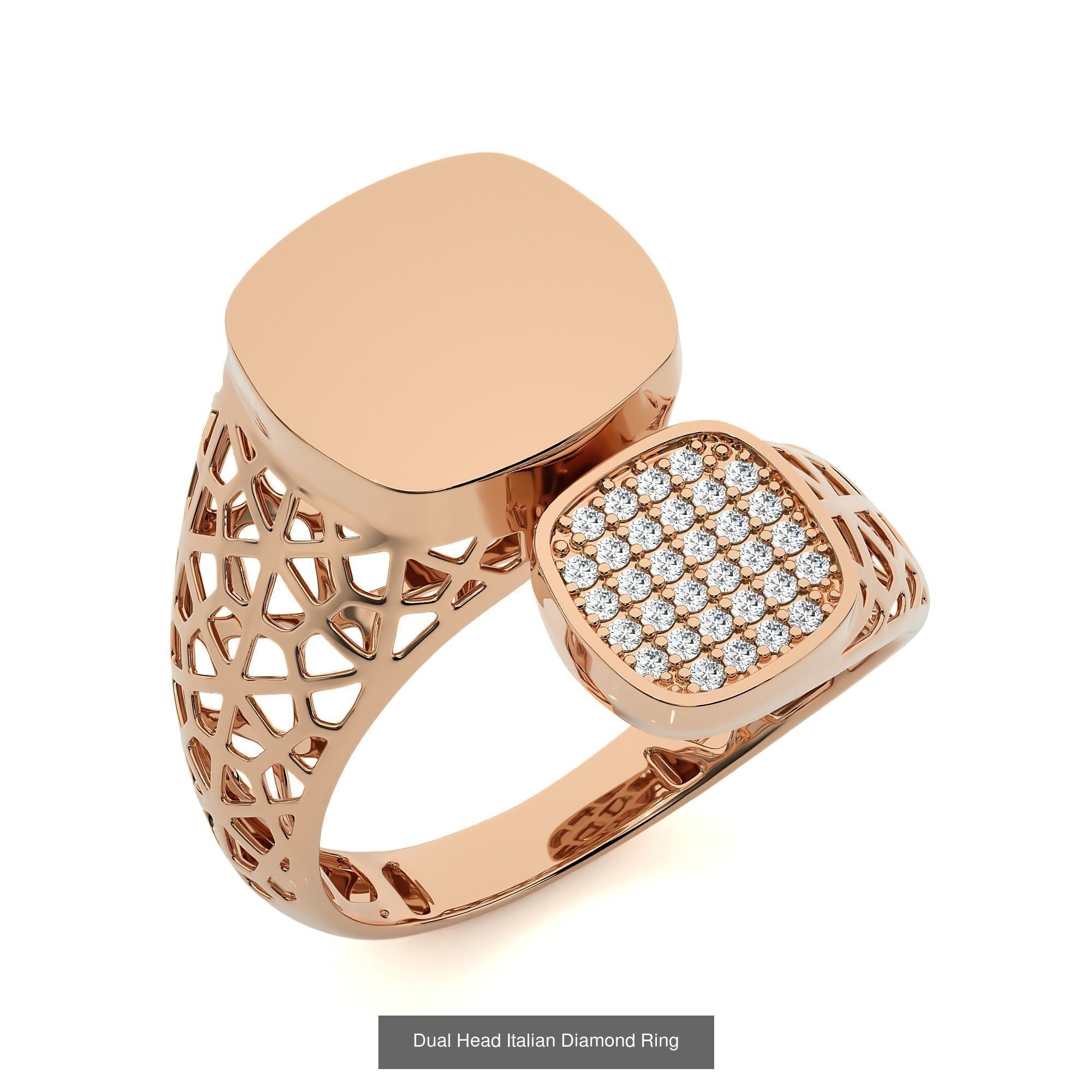 124 Dual Head Italian Diamond Cocktail Ring 3D Model Collection_18