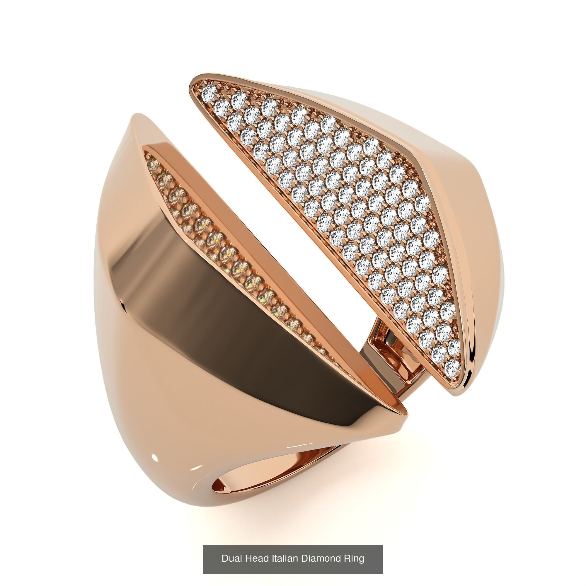 124 Dual Head Italian Diamond Cocktail Ring 3D Model Collection_113