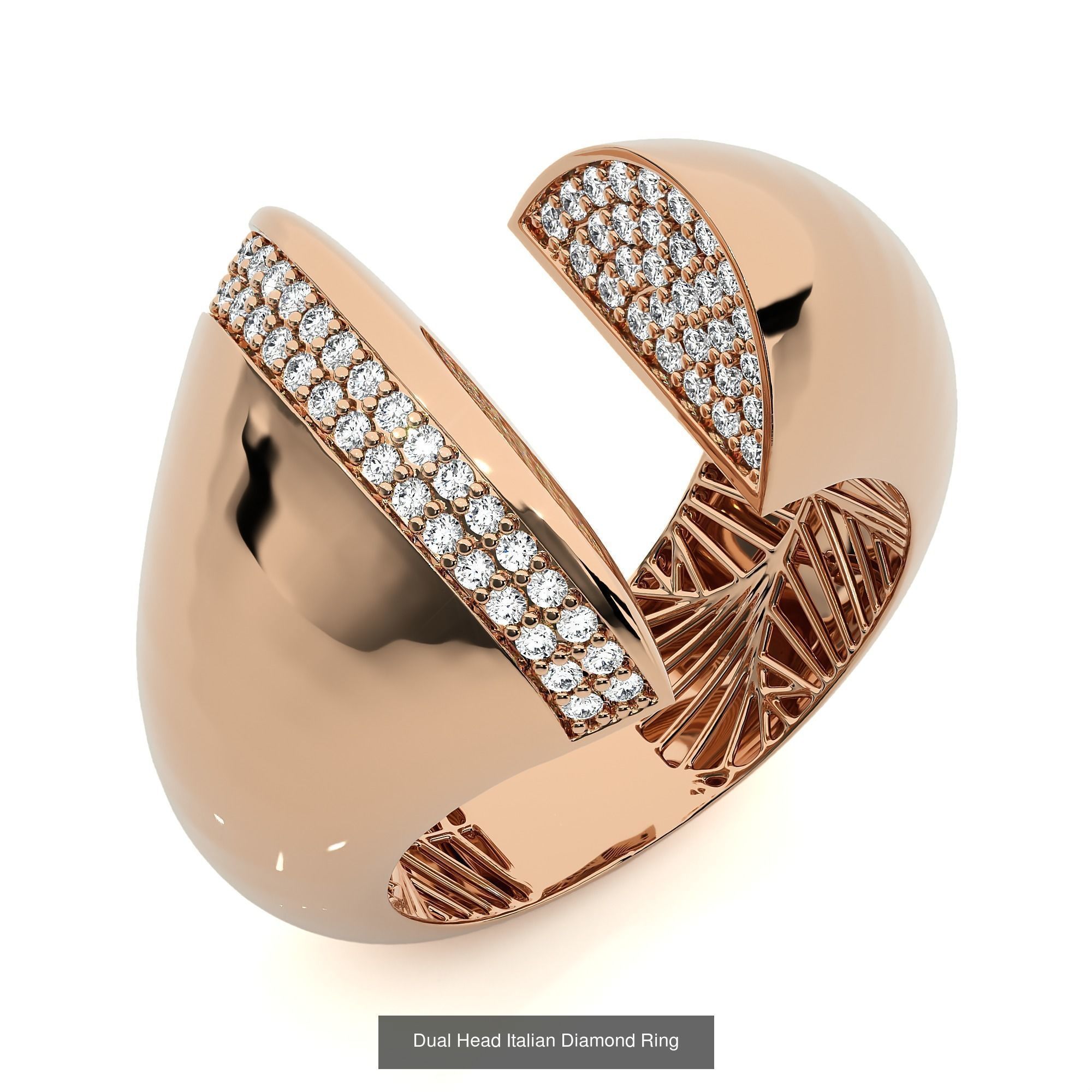 124 Dual Head Italian Diamond Cocktail Ring 3D Model Collection_108