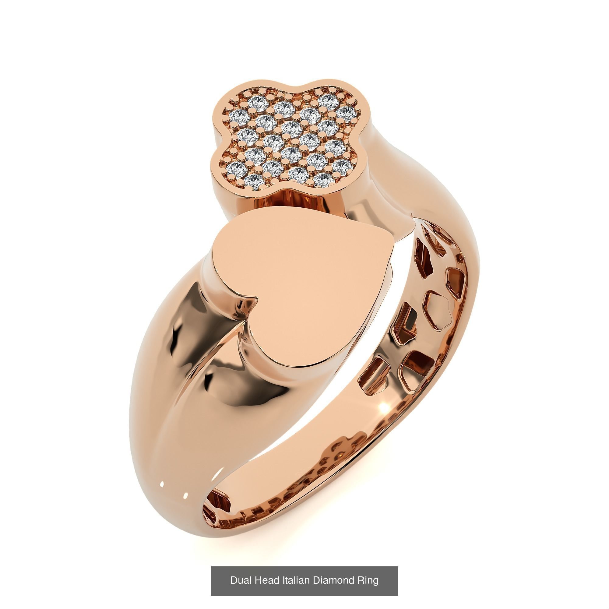 124 Dual Head Italian Diamond Cocktail Ring 3D Model Collection_55