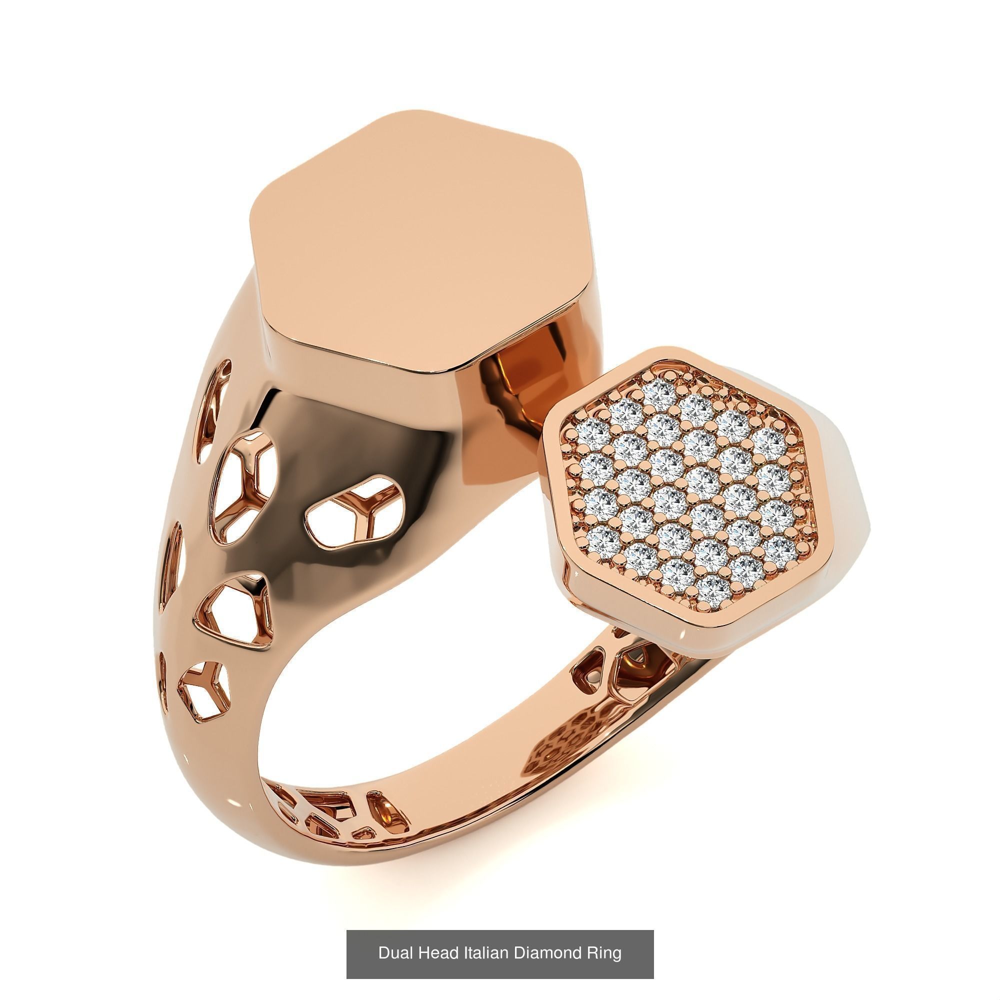 124 Dual Head Italian Diamond Cocktail Ring 3D Model Collection_79