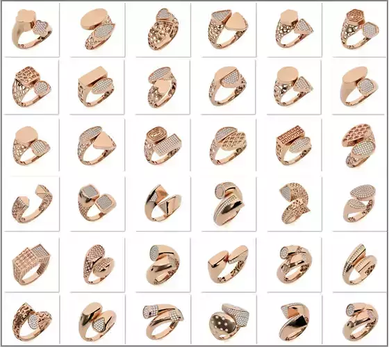 124 Dual Head Italian Diamond Cocktail Ring 3D Model Collection