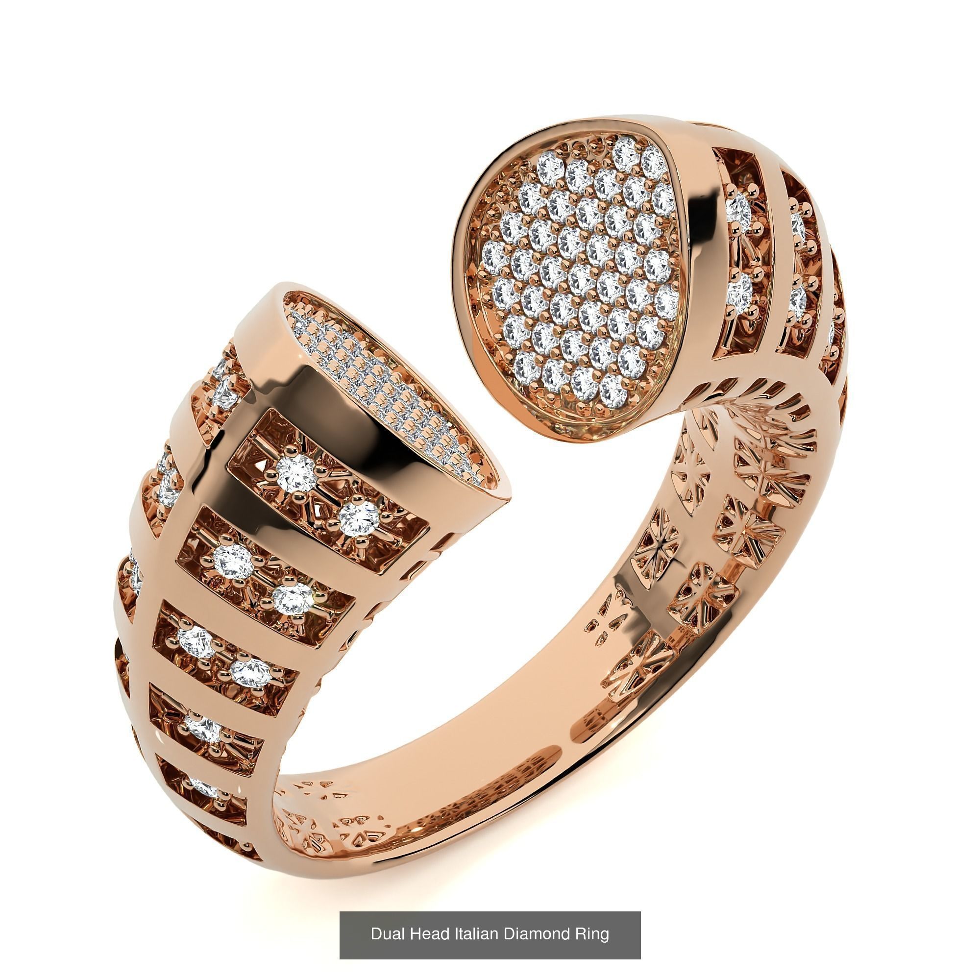 124 Dual Head Italian Diamond Cocktail Ring 3D Model Collection_97