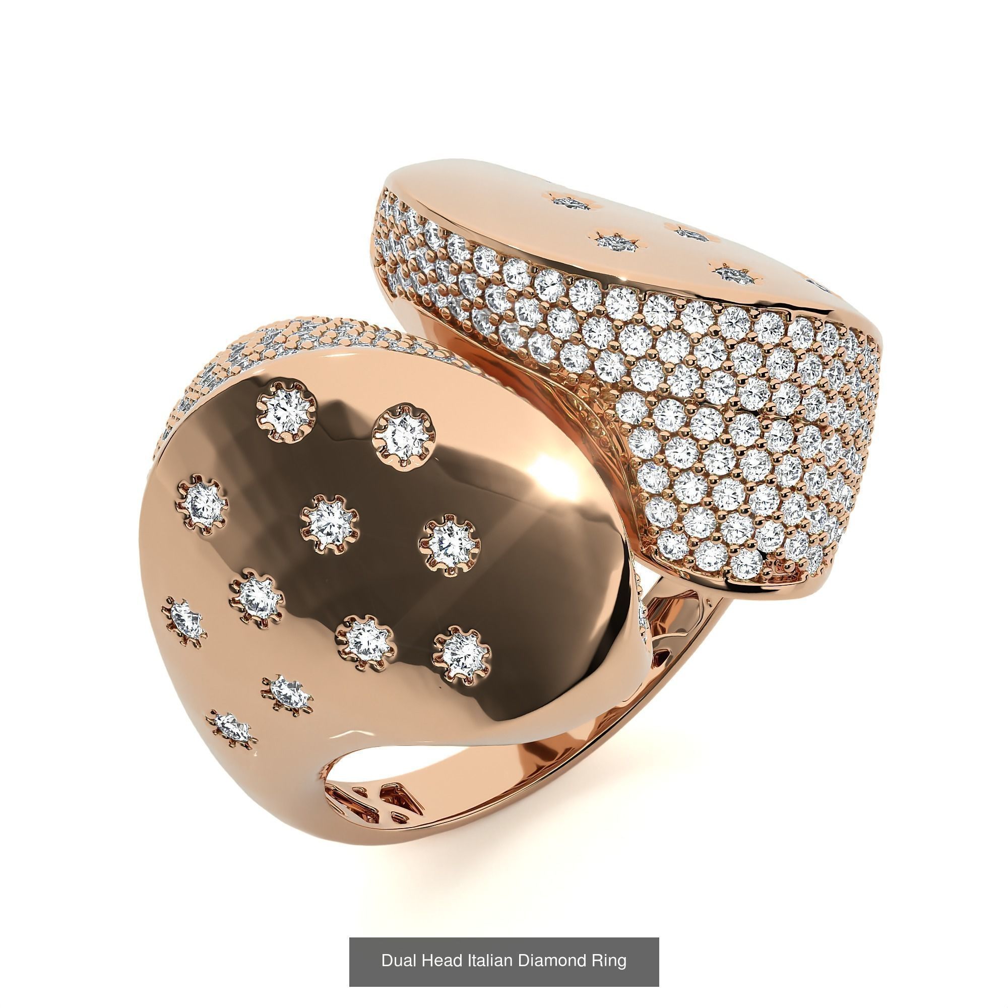 124 Dual Head Italian Diamond Cocktail Ring 3D Model Collection_124