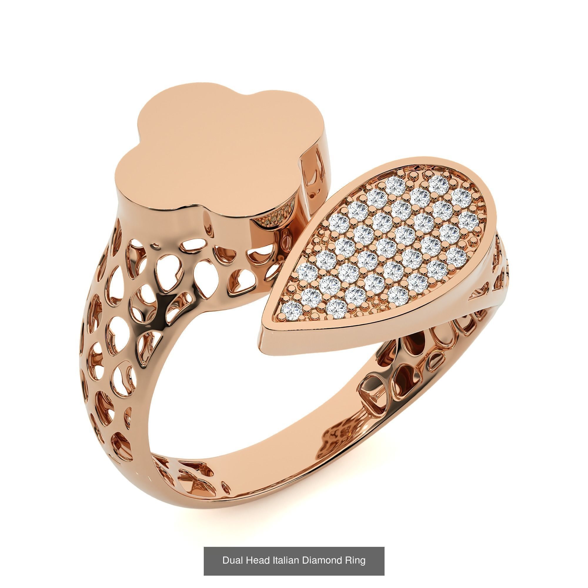 124 Dual Head Italian Diamond Cocktail Ring 3D Model Collection_41