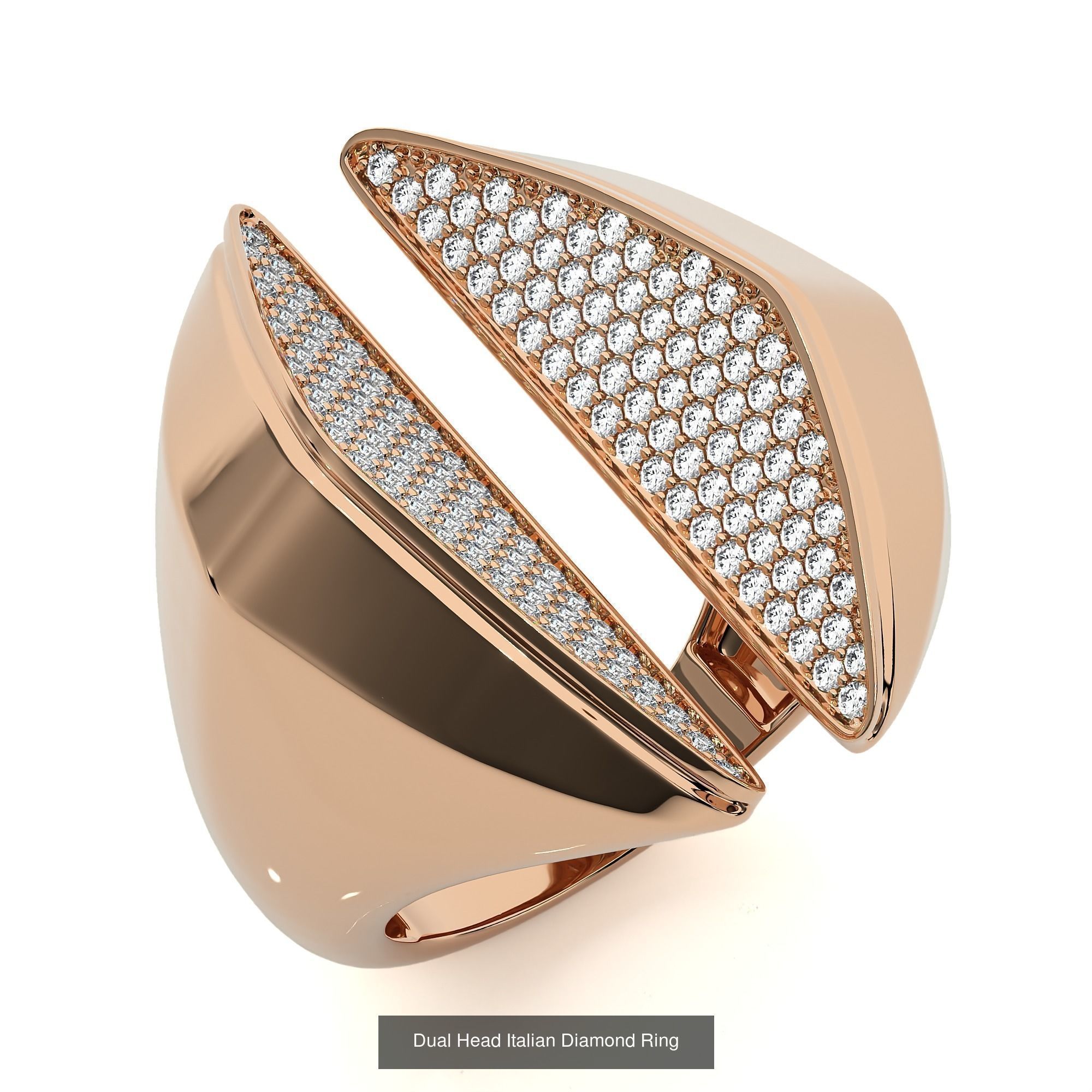 124 Dual Head Italian Diamond Cocktail Ring 3D Model Collection_114