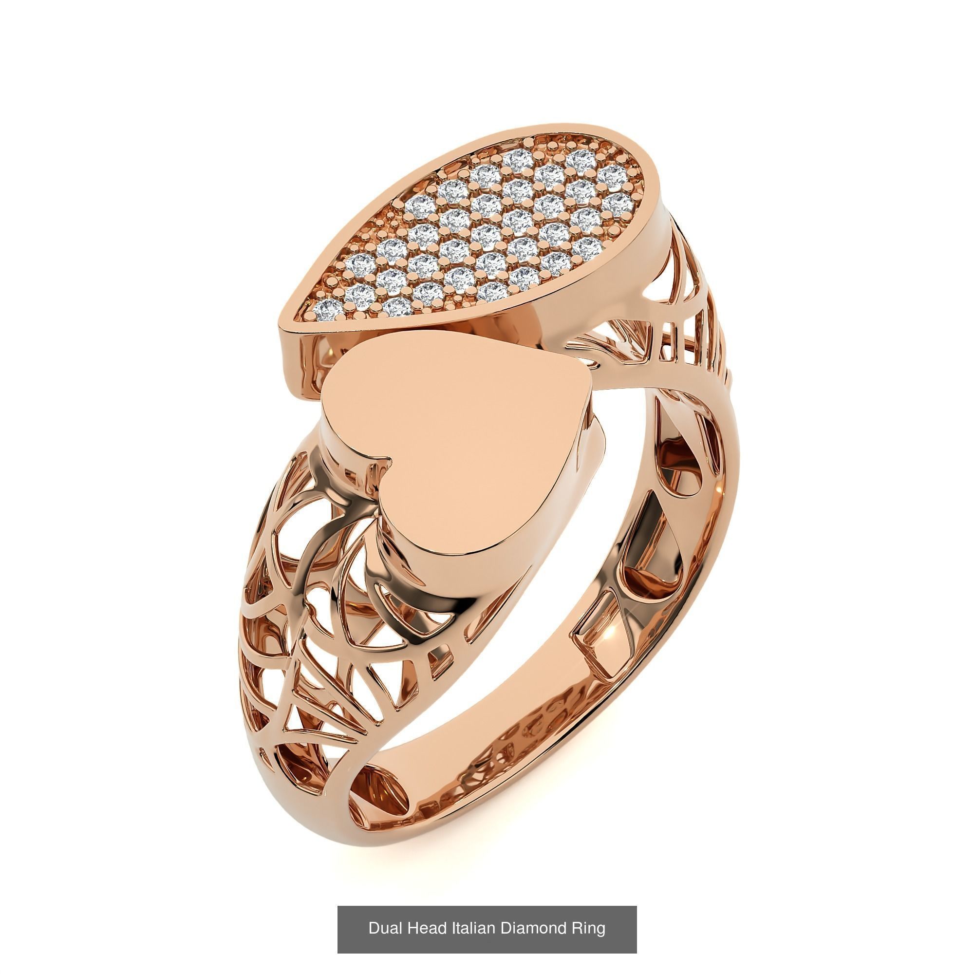 124 Dual Head Italian Diamond Cocktail Ring 3D Model Collection_32