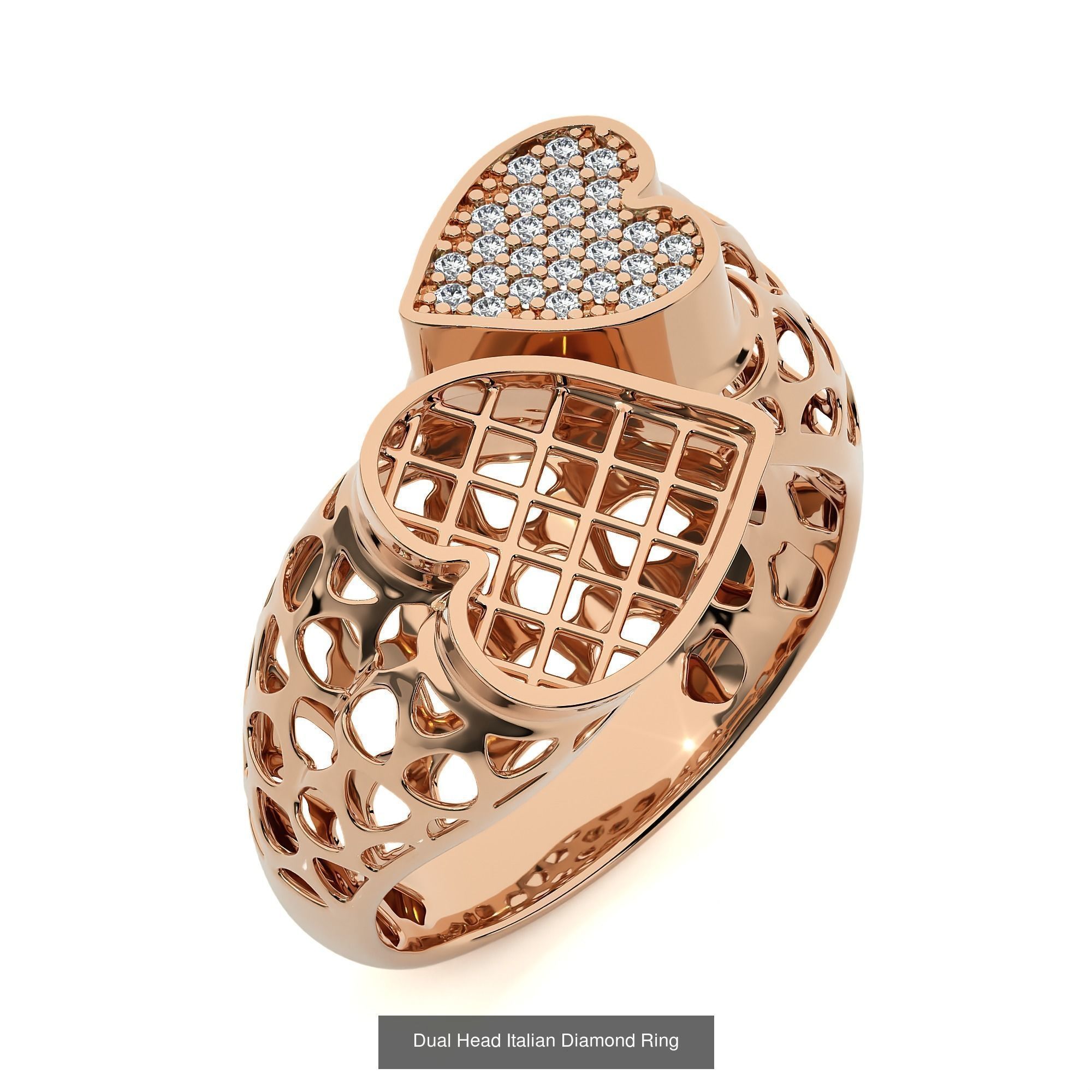 124 Dual Head Italian Diamond Cocktail Ring 3D Model Collection_5