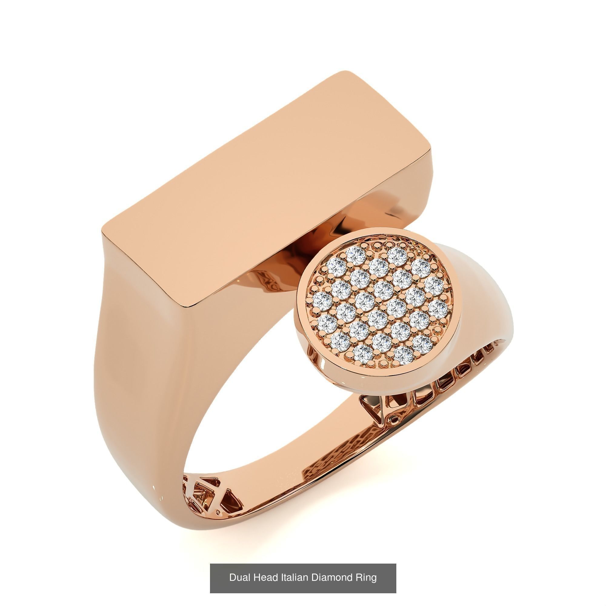 124 Dual Head Italian Diamond Cocktail Ring 3D Model Collection_63