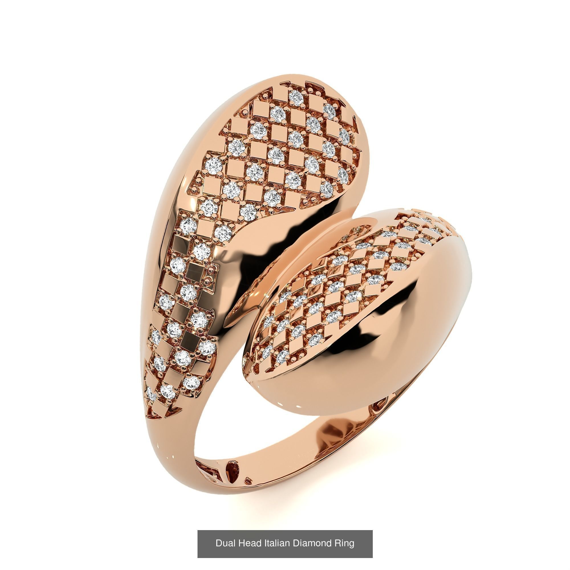 124 Dual Head Italian Diamond Cocktail Ring 3D Model Collection_88