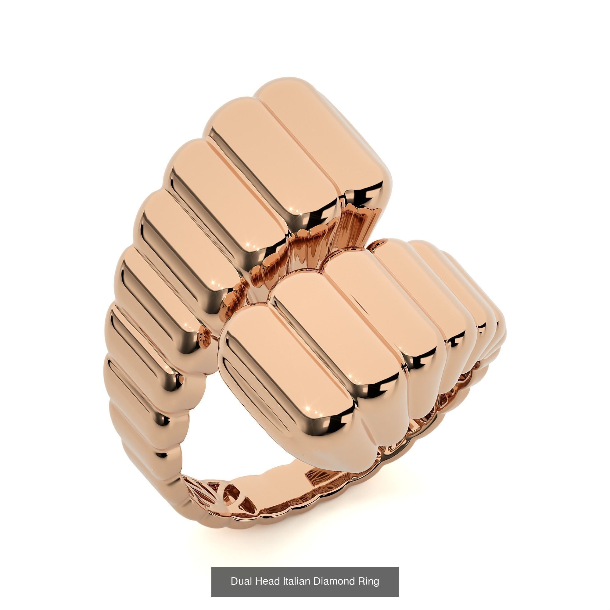 124 Dual Head Italian Diamond Cocktail Ring 3D Model Collection_7