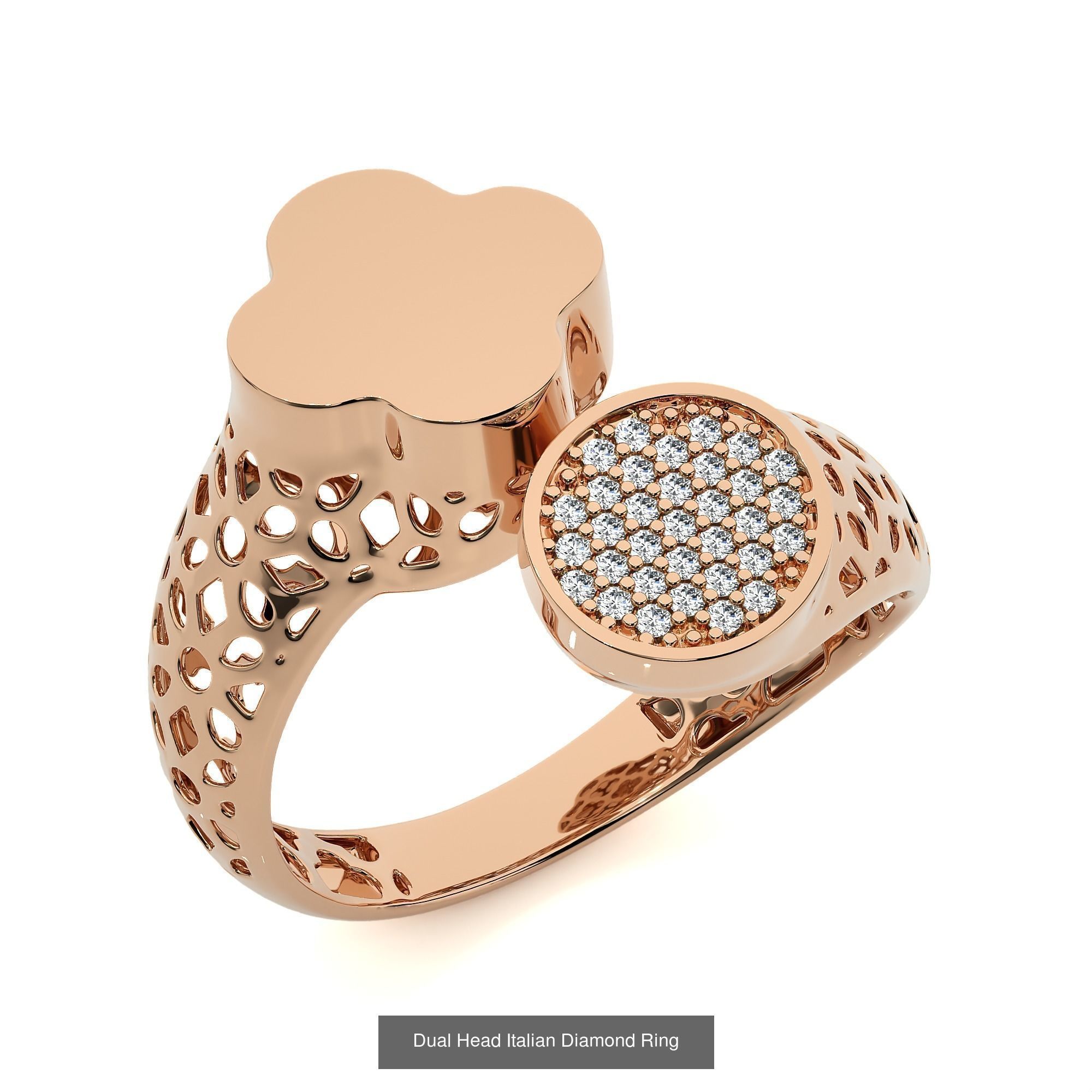 124 Dual Head Italian Diamond Cocktail Ring 3D Model Collection_36