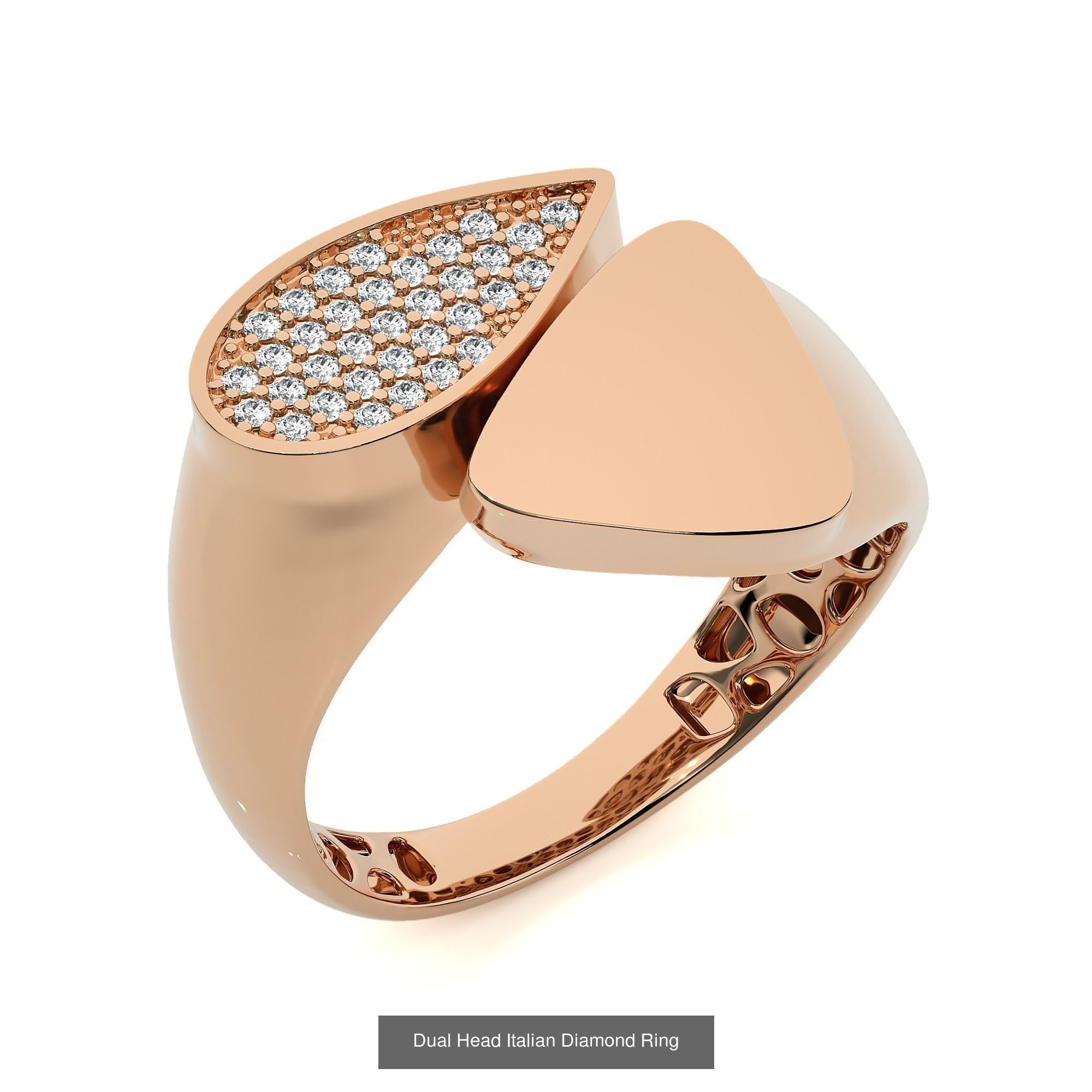 124 Dual Head Italian Diamond Cocktail Ring 3D Model Collection_56