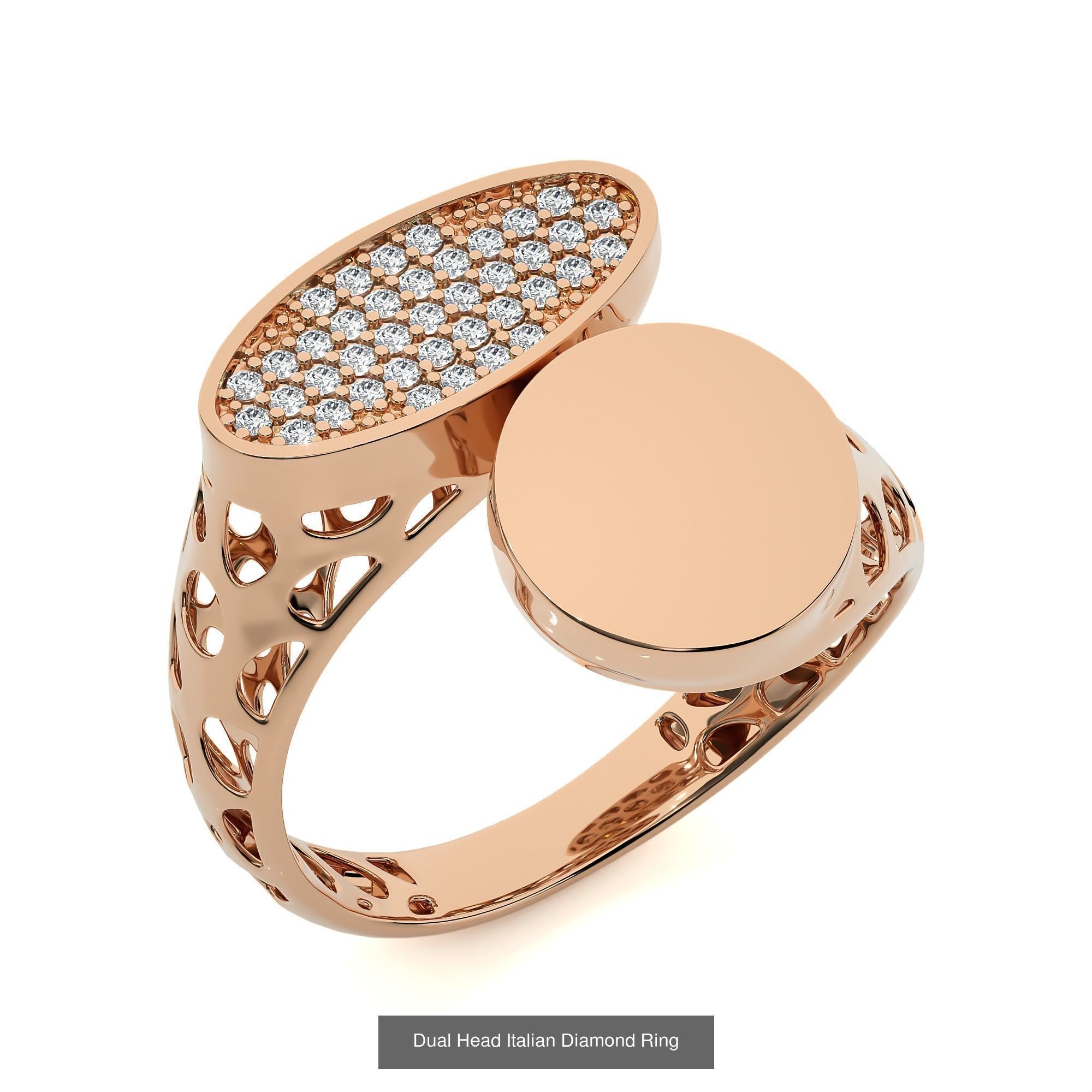 124 Dual Head Italian Diamond Cocktail Ring 3D Model Collection_35