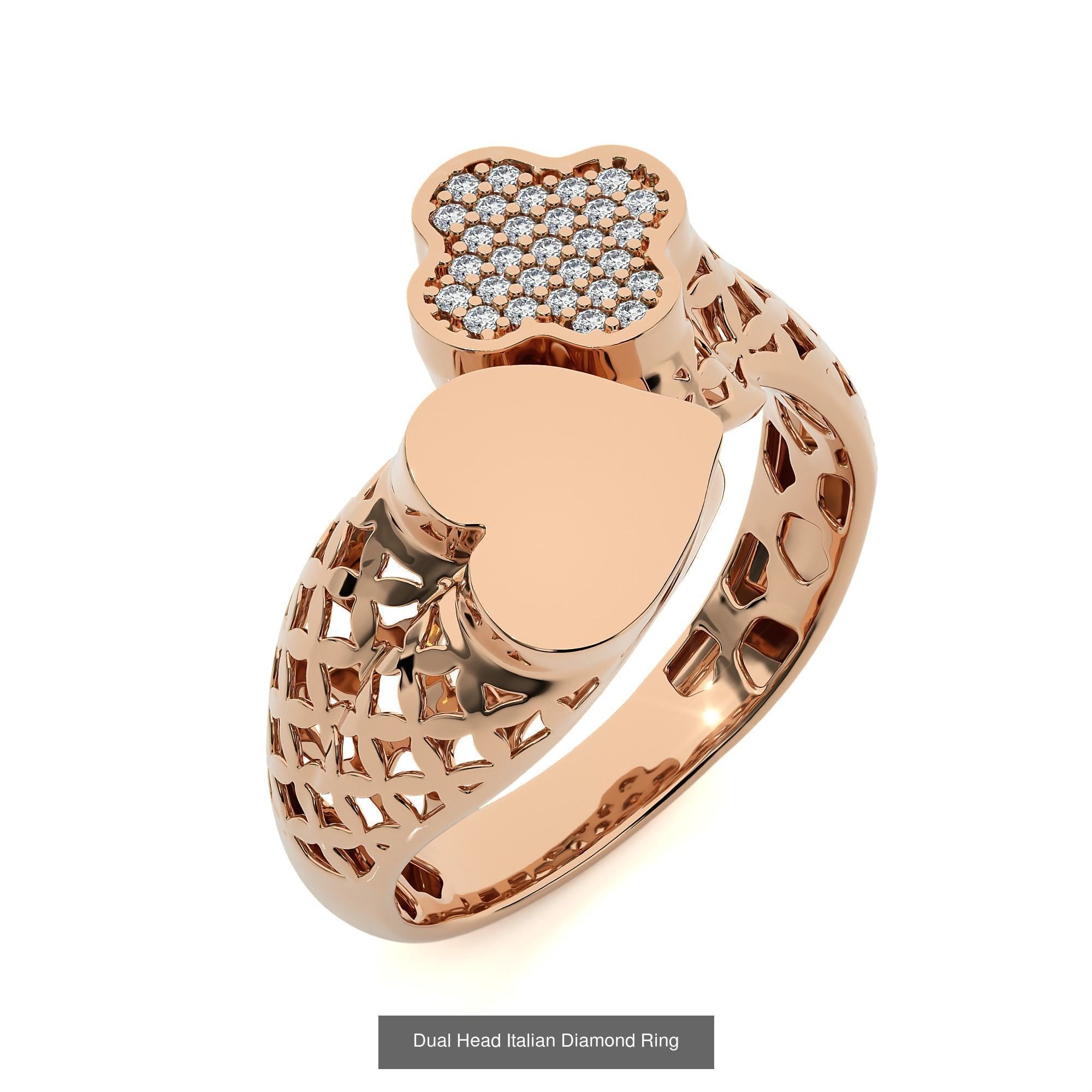 124 Dual Head Italian Diamond Cocktail Ring 3D Model Collection_31