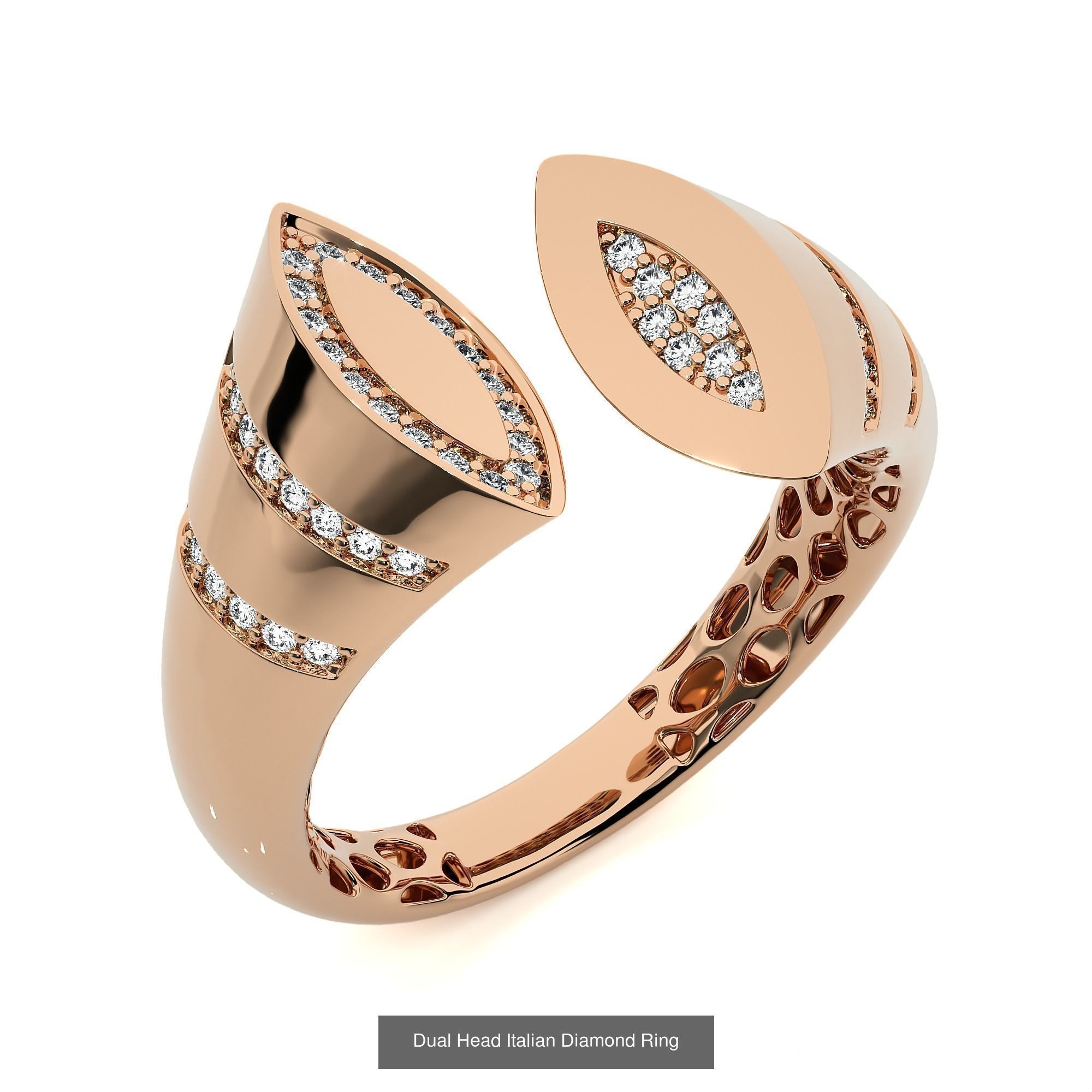 124 Dual Head Italian Diamond Cocktail Ring 3D Model Collection_110