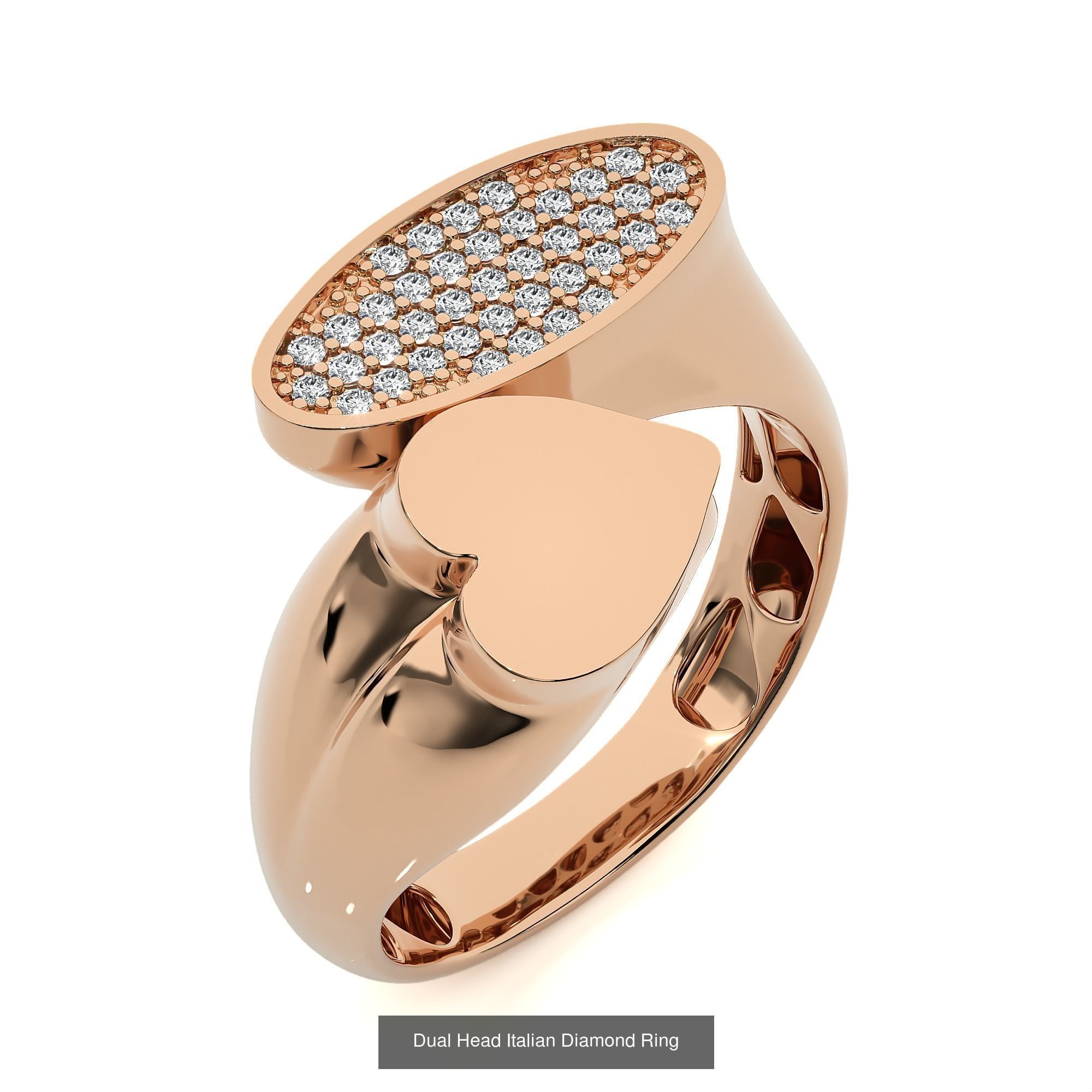 124 Dual Head Italian Diamond Cocktail Ring 3D Model Collection_62