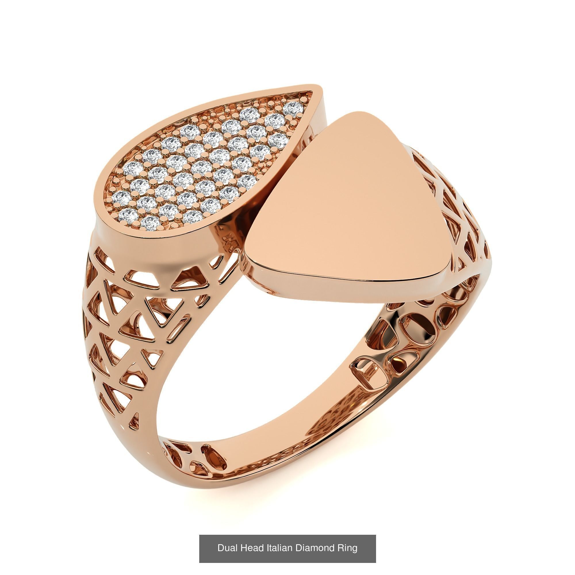 124 Dual Head Italian Diamond Cocktail Ring 3D Model Collection_43