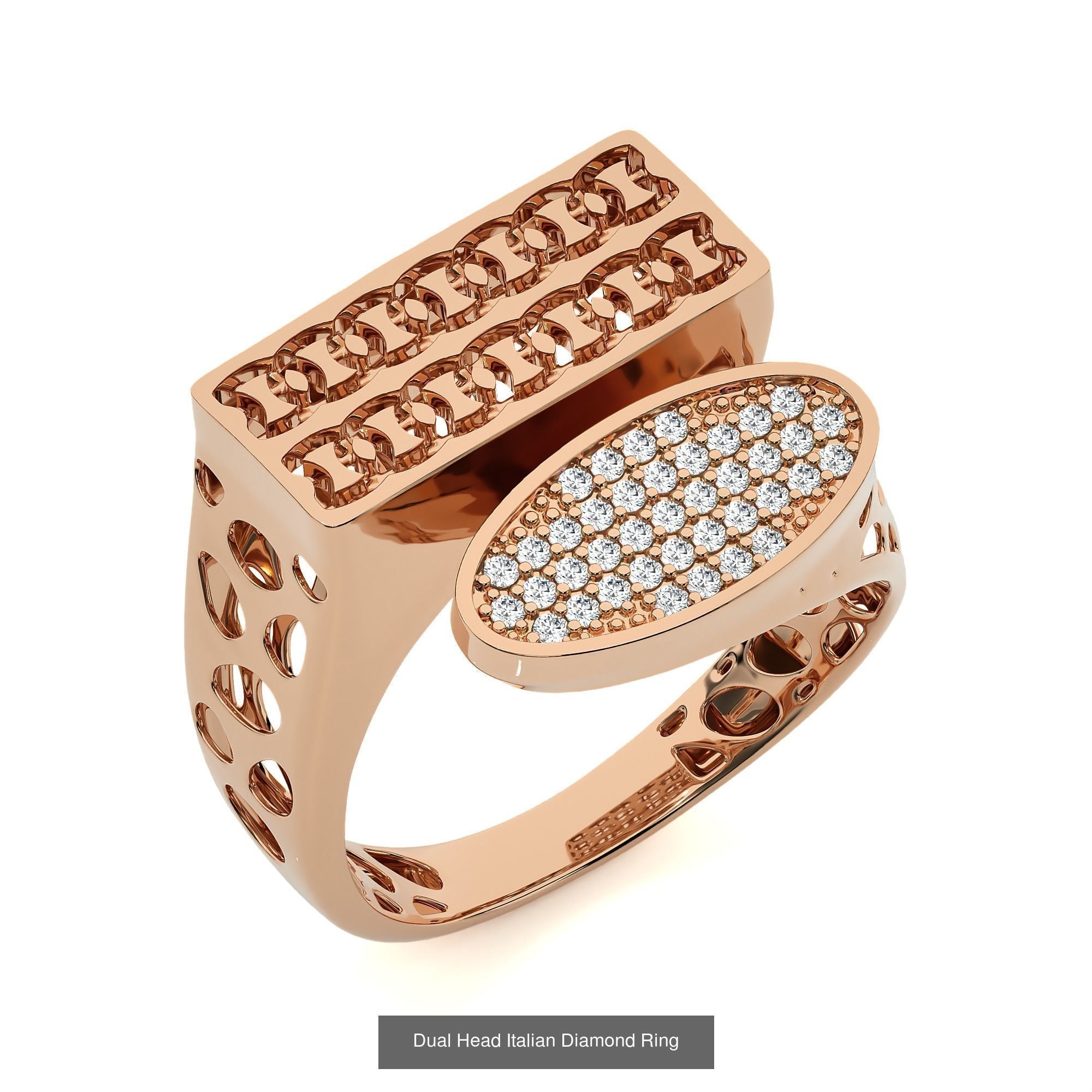 124 Dual Head Italian Diamond Cocktail Ring 3D Model Collection_23