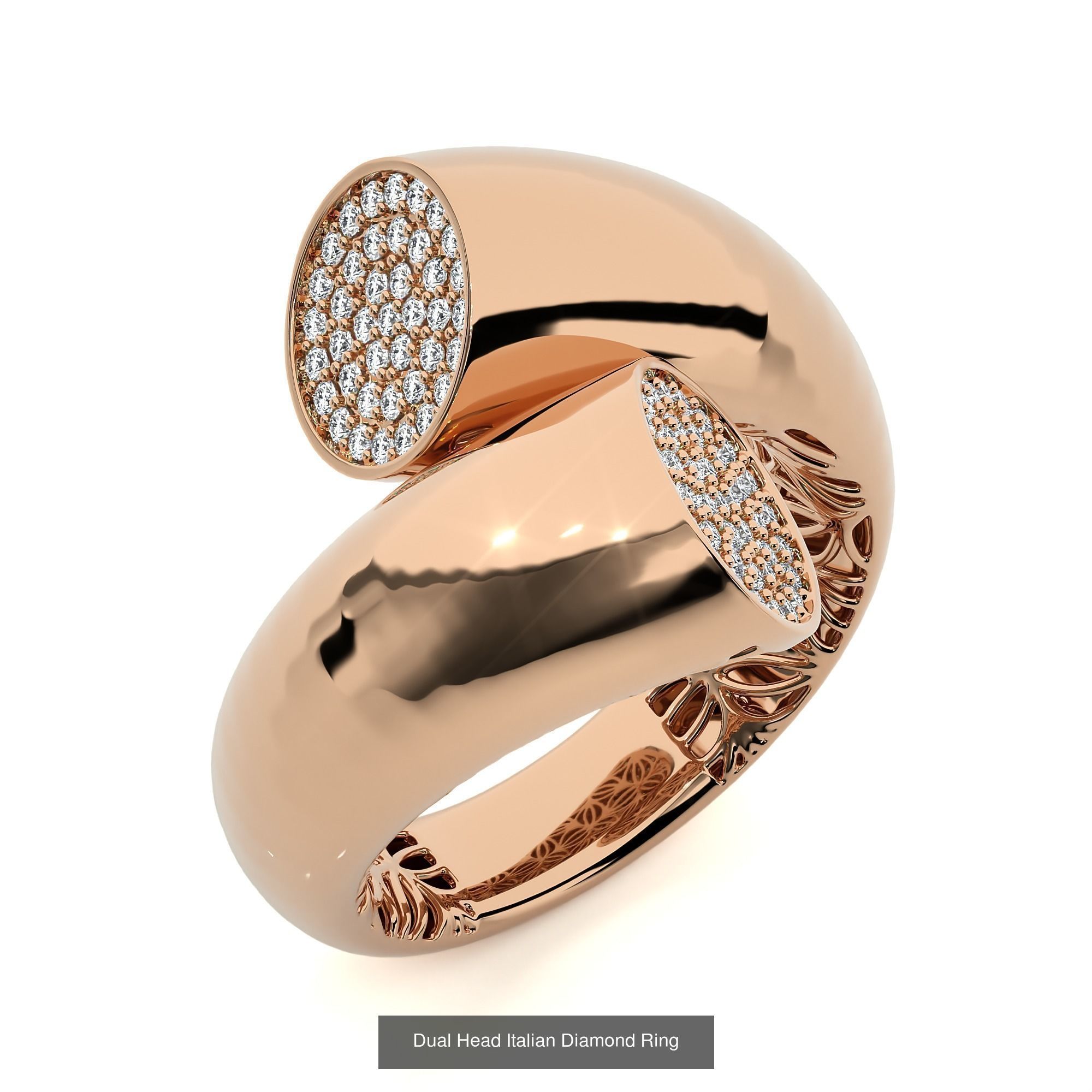 124 Dual Head Italian Diamond Cocktail Ring 3D Model Collection_117