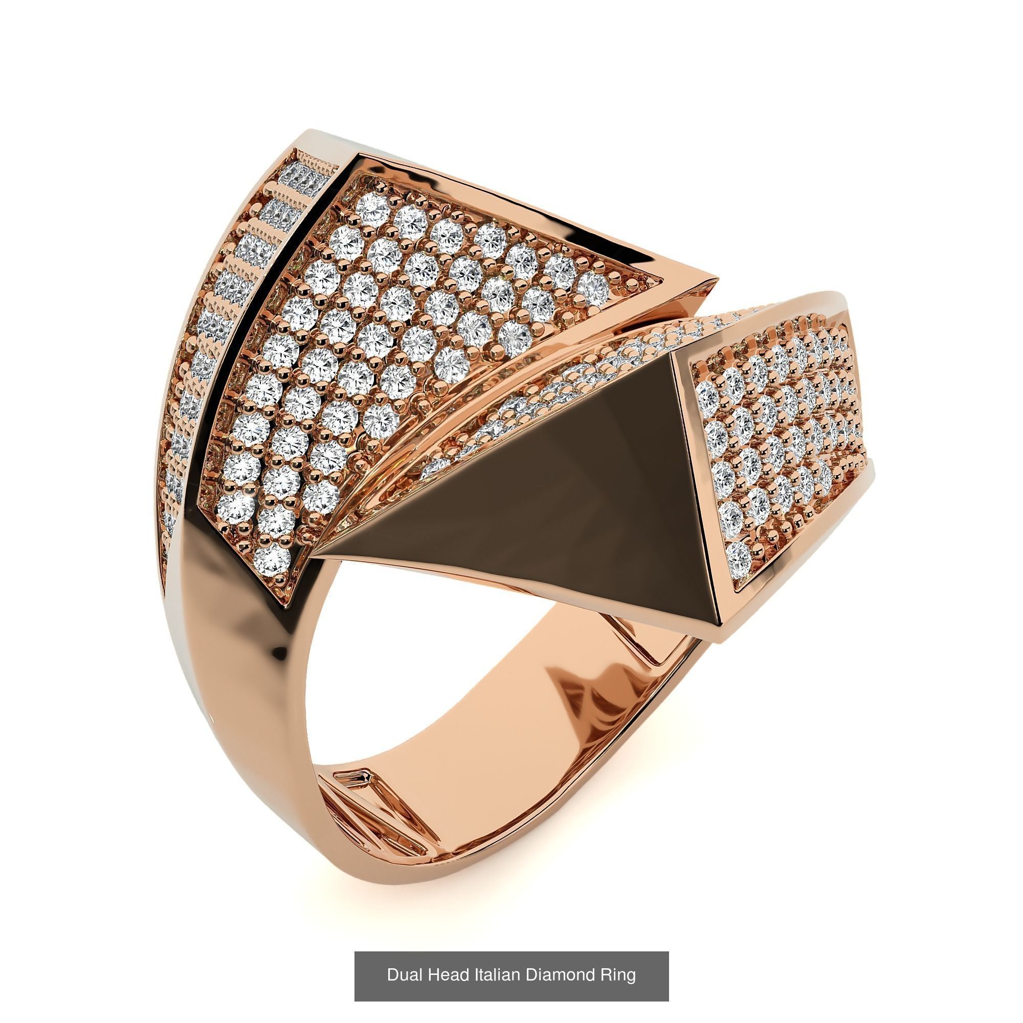 124 Dual Head Italian Diamond Cocktail Ring 3D Model Collection_92