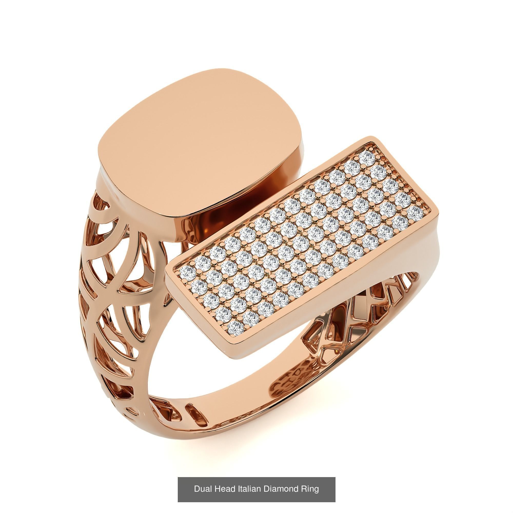 124 Dual Head Italian Diamond Cocktail Ring 3D Model Collection_46