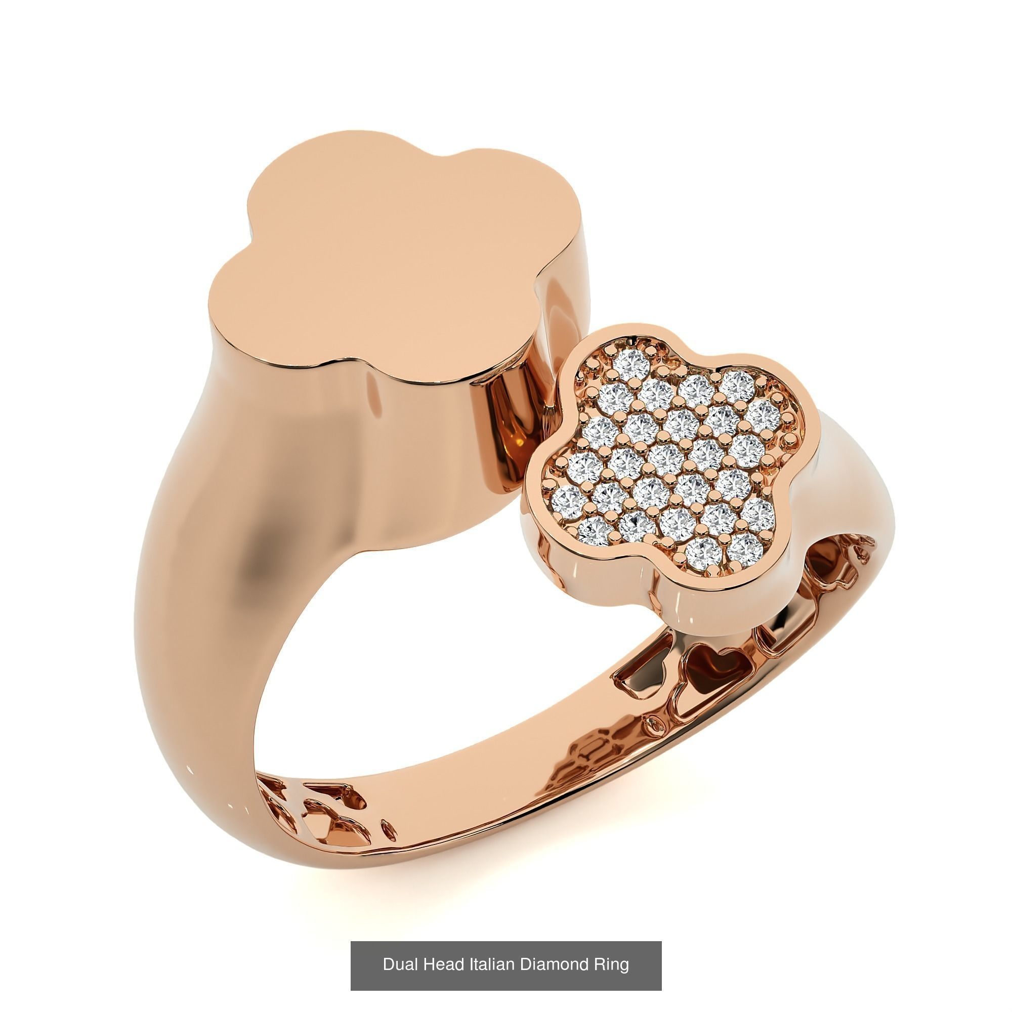 124 Dual Head Italian Diamond Cocktail Ring 3D Model Collection_6